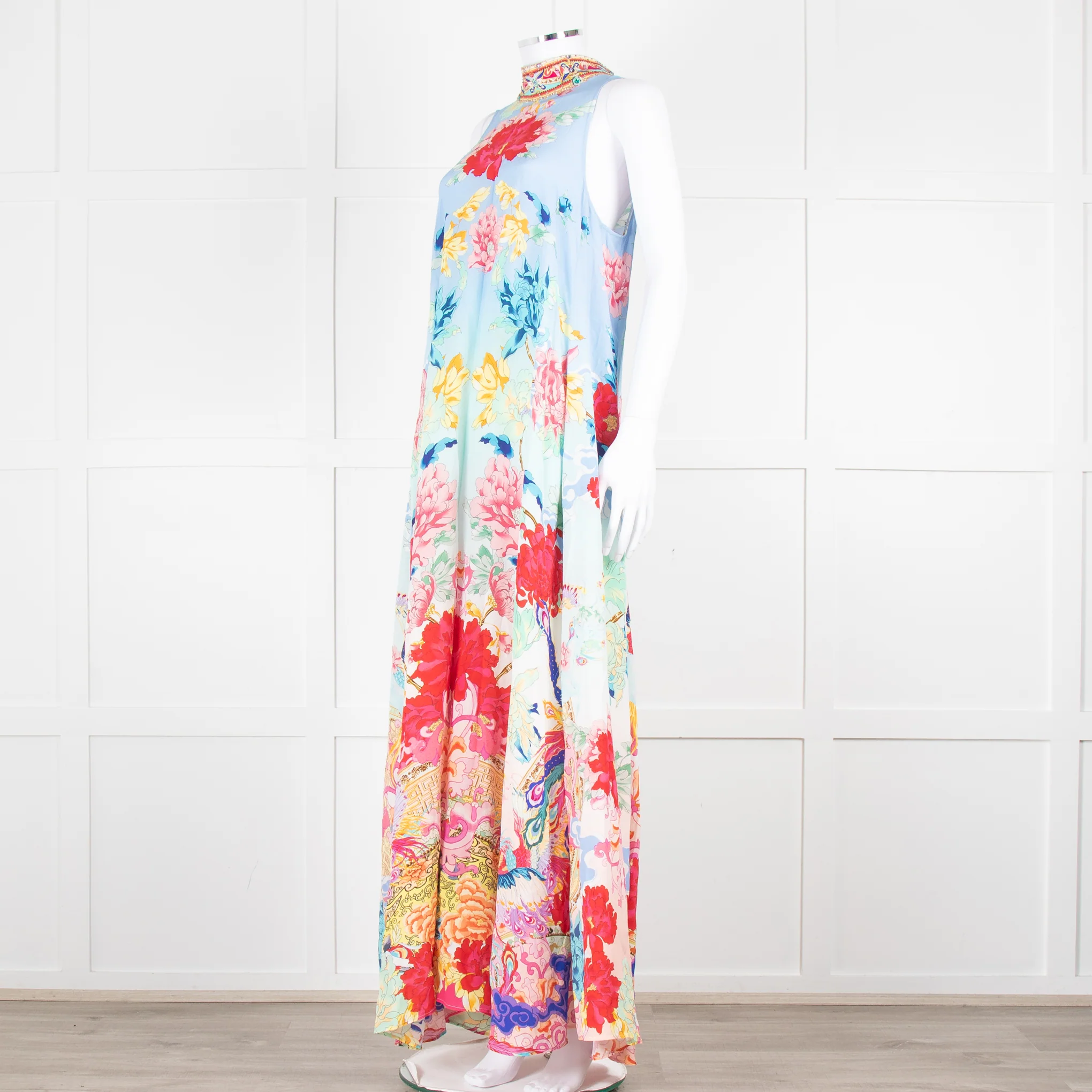 Camilla Blue Red Floral Diamante Halter Neck Jumpsuit - Image 8