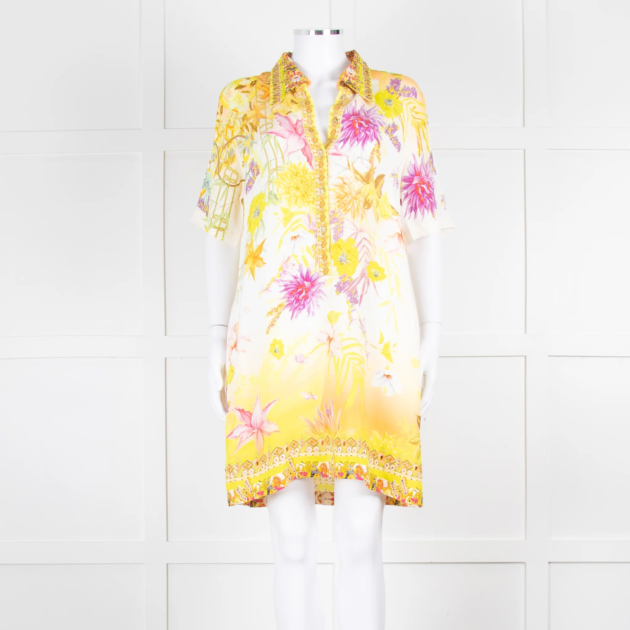 Camilla Cream Yellow Diamante Mini Dress