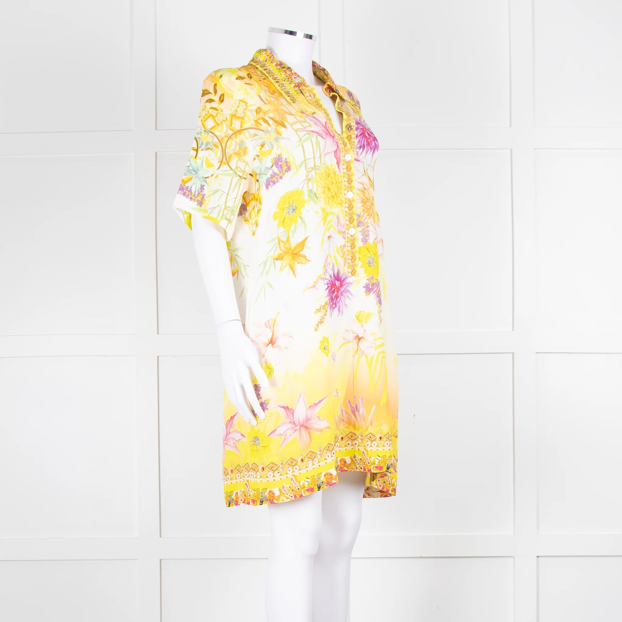 Camilla Cream Yellow Diamante Mini Dress - Image 2