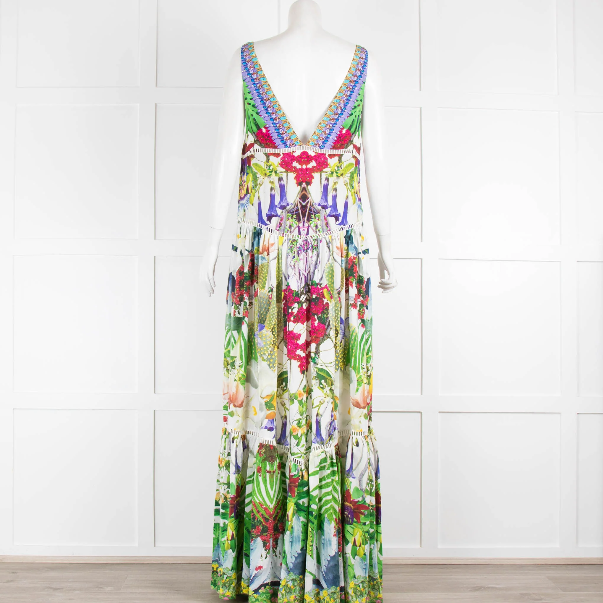 Camilla Exotic Hypnotic Tiered Gathered V Neck Maxi Dress - Image 3