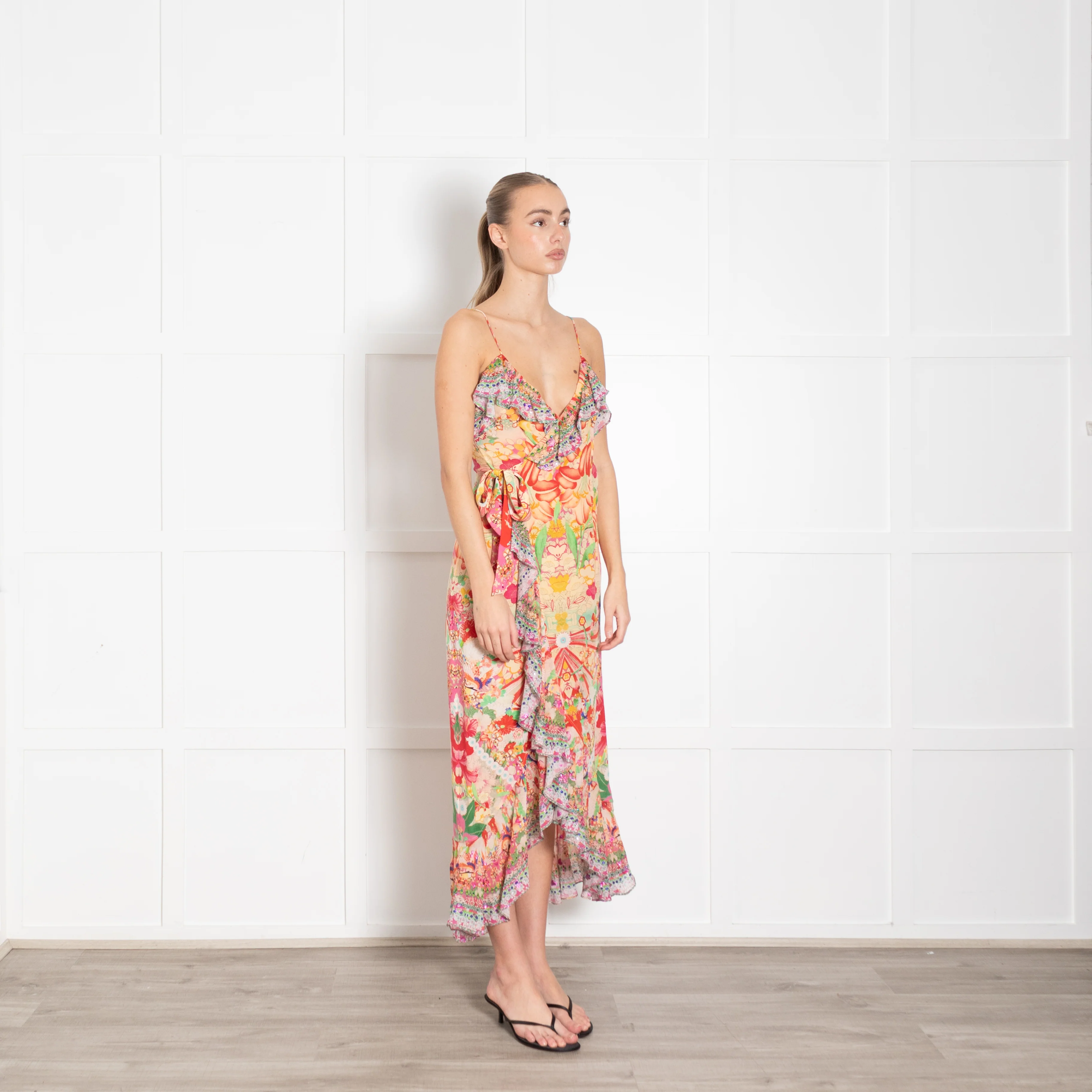 Camilla Multi Print Diamonte Sleeveless Wrap Dress - Image 7