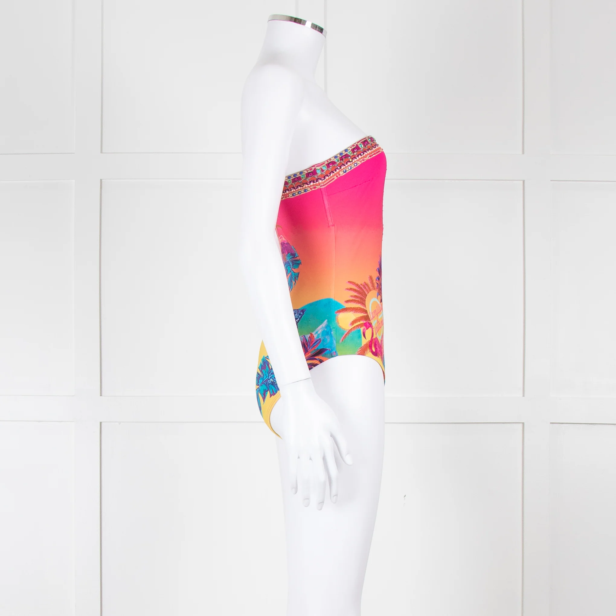 Camilla Pink Blue Diamante One Shoulder Swimming Suit - Image 7