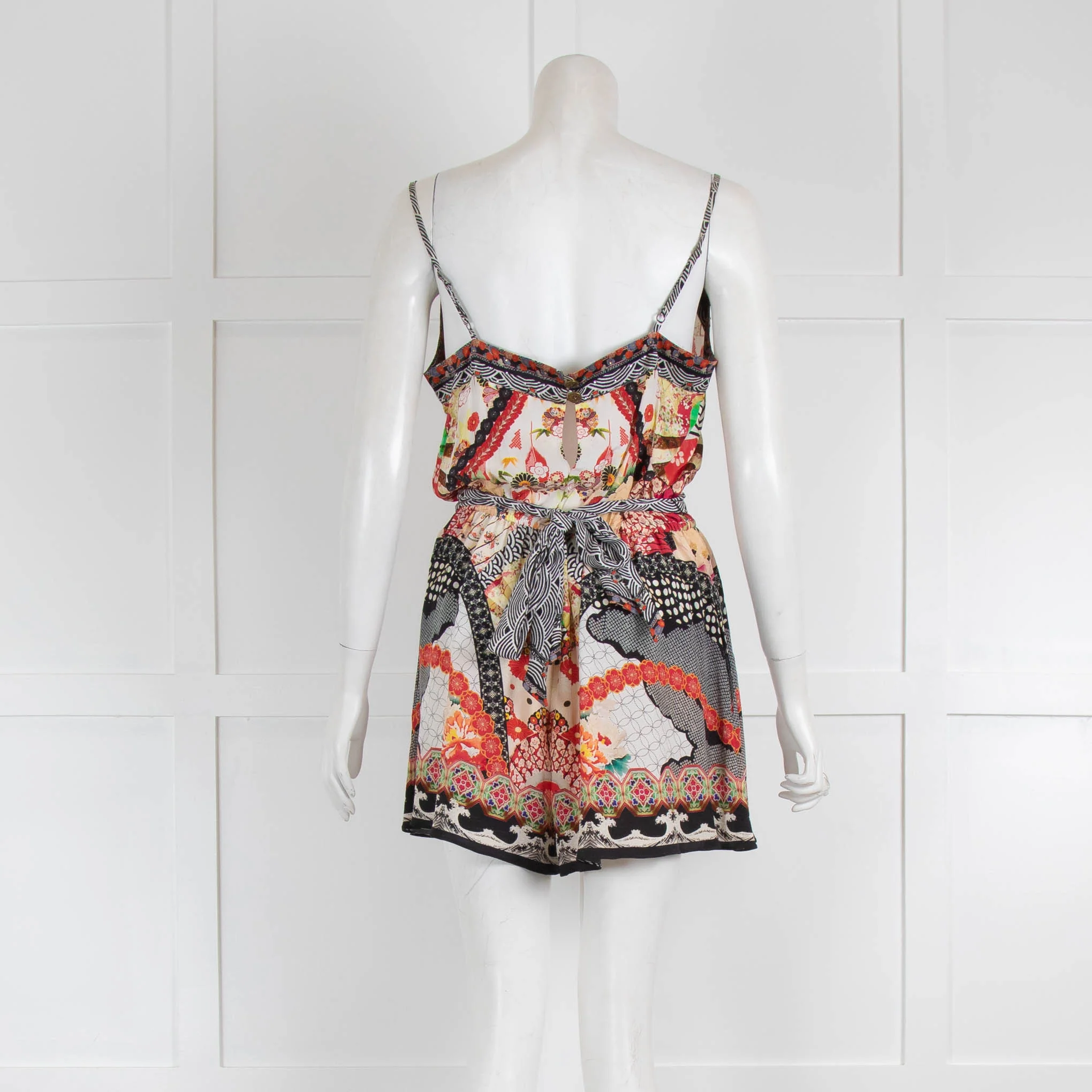 Camilla Red Patterned Silk Play Suit - Image 3