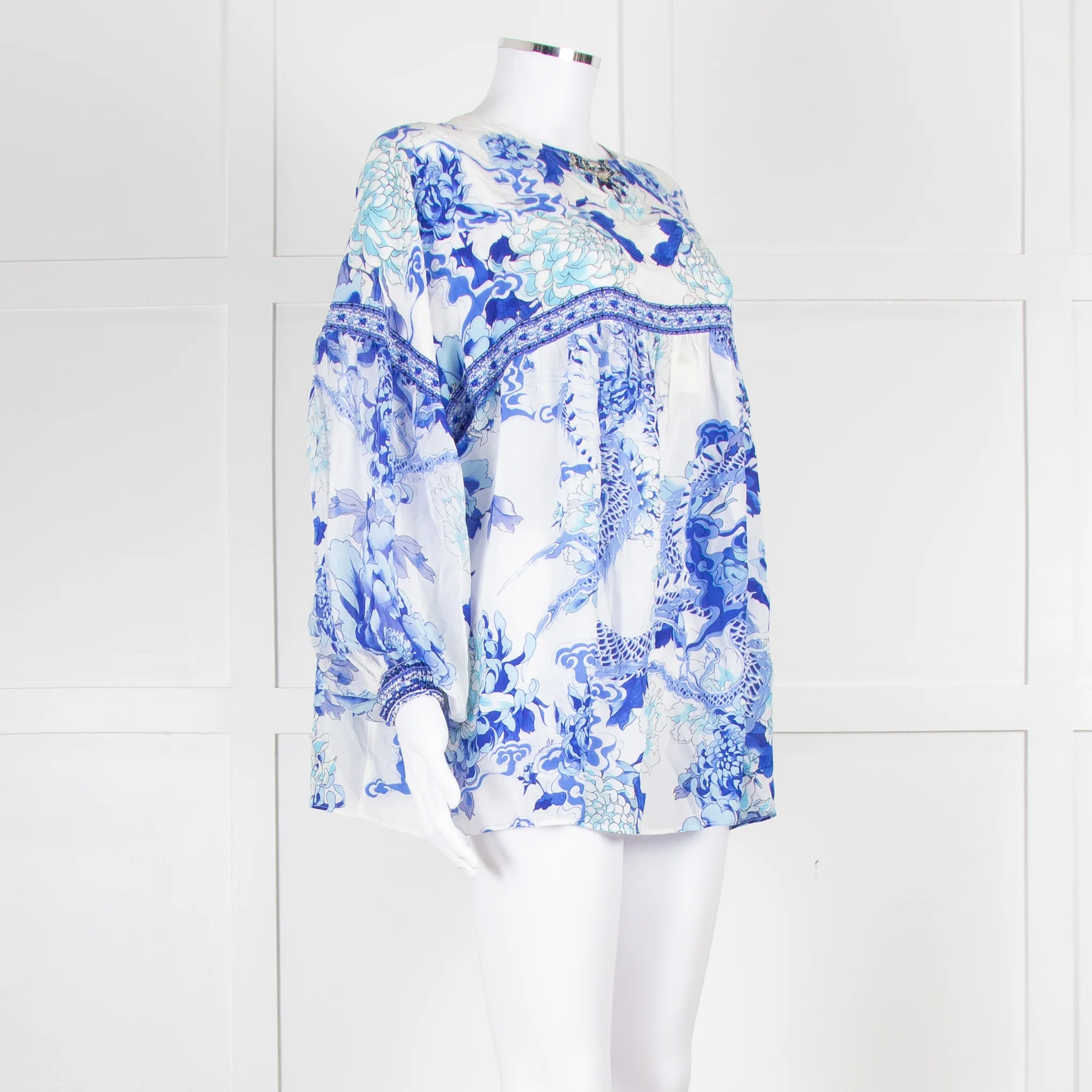 Camilla White Blue Heart Of the Dragon Oversized Blouse - Image 2