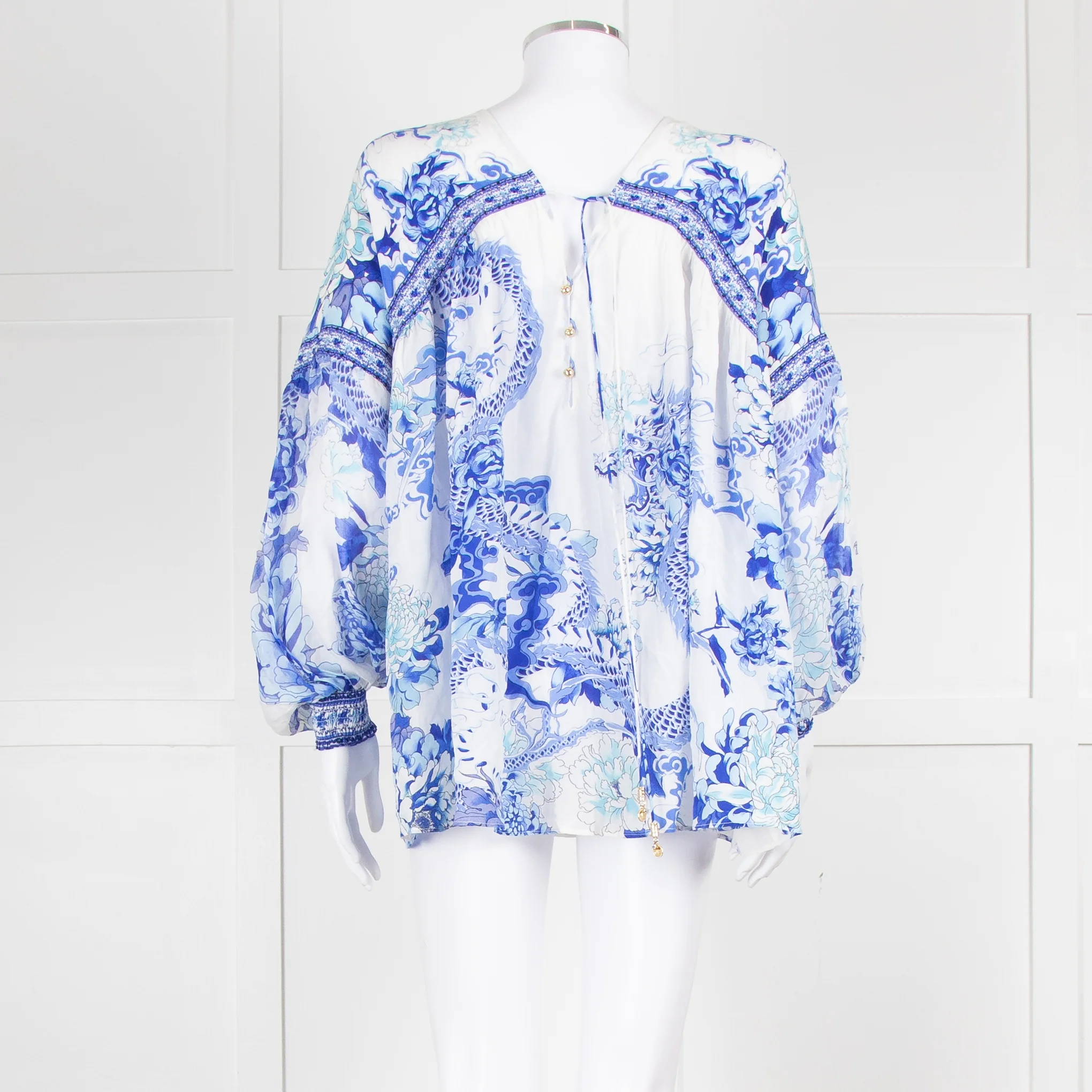 Camilla White Blue Heart Of the Dragon Oversized Blouse - Image 5