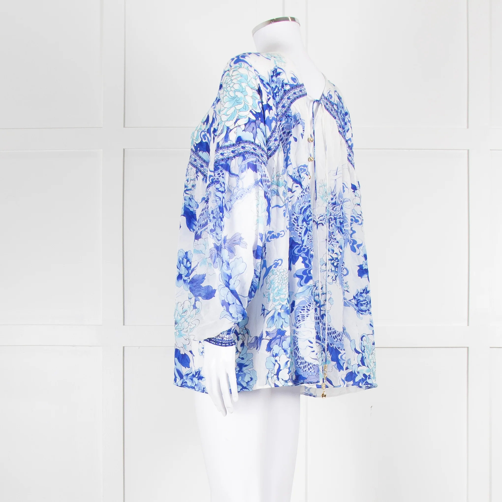 Camilla White Blue Heart Of the Dragon Oversized Blouse - Image 6