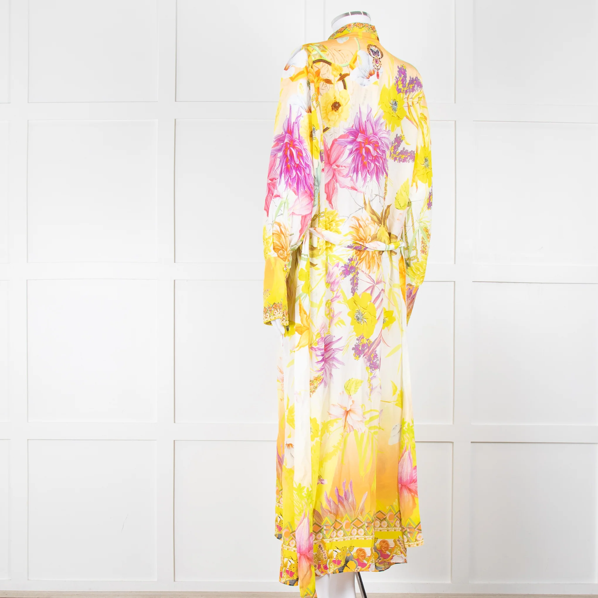 Camilla White Yellow Diamante Long Sleeve Maxi Gown - Image 4