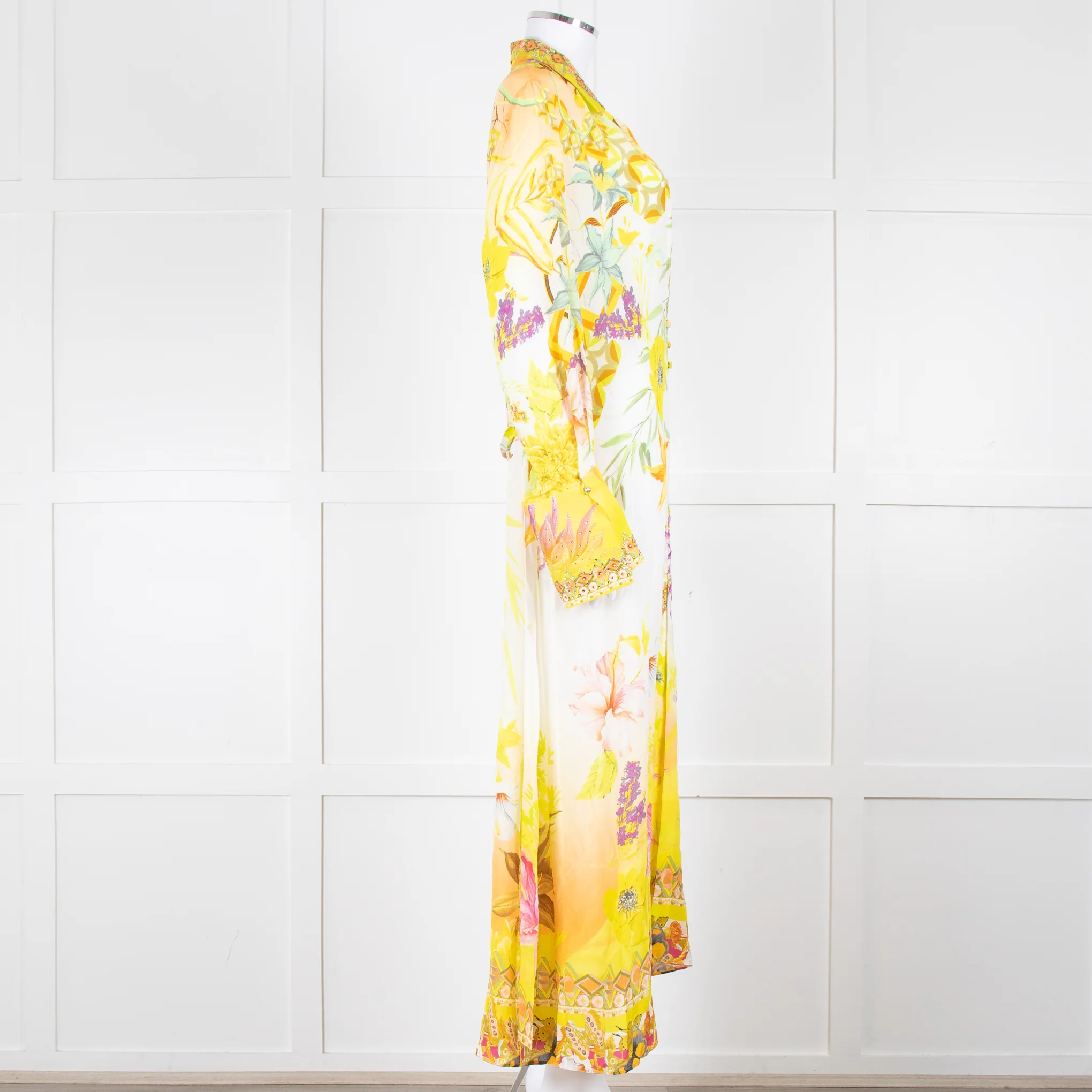 Camilla White Yellow Diamante Long Sleeve Maxi Gown - Image 7
