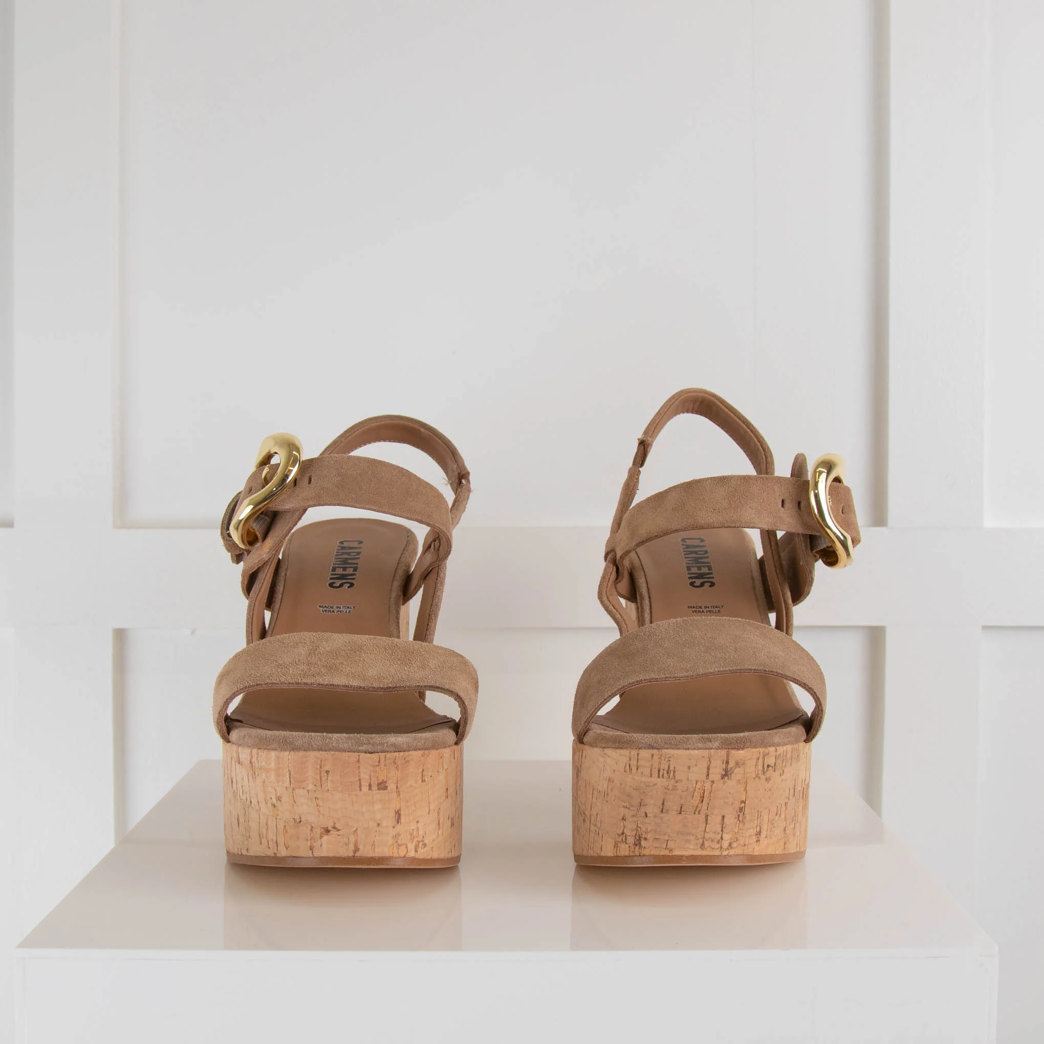 Carmens Beige Suede Cork Sandal - Image 2