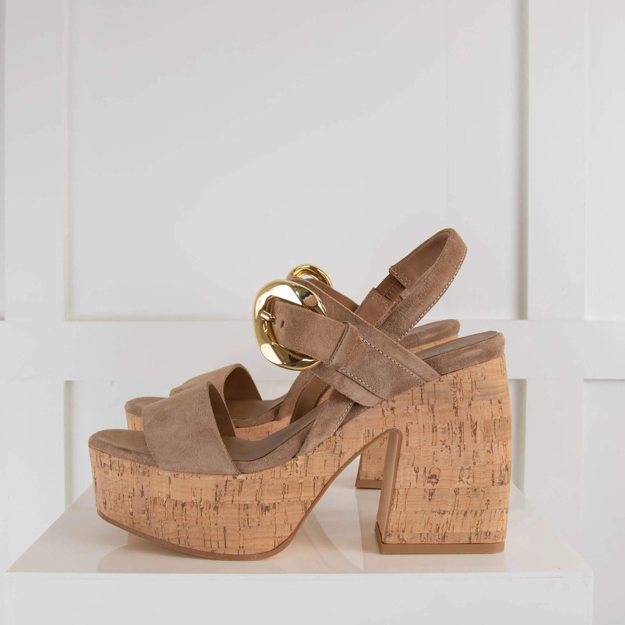 Carmens Beige Suede Cork Sandal - Image 3
