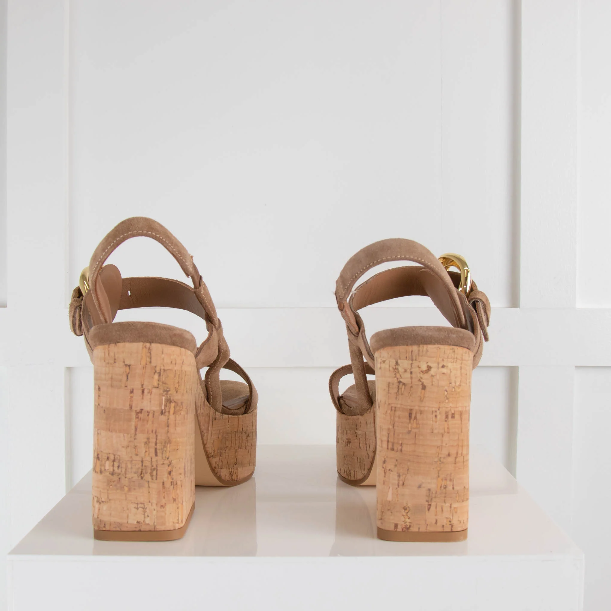 Carmens Beige Suede Cork Sandal - Image 4