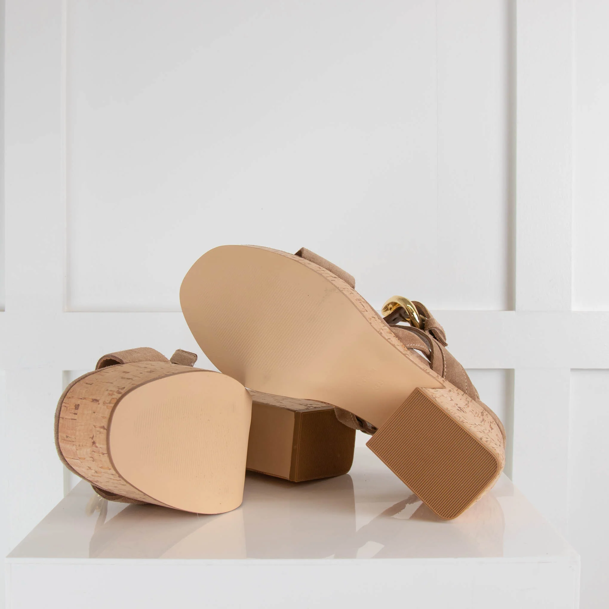 Carmens Beige Suede Cork Sandal - Image 5