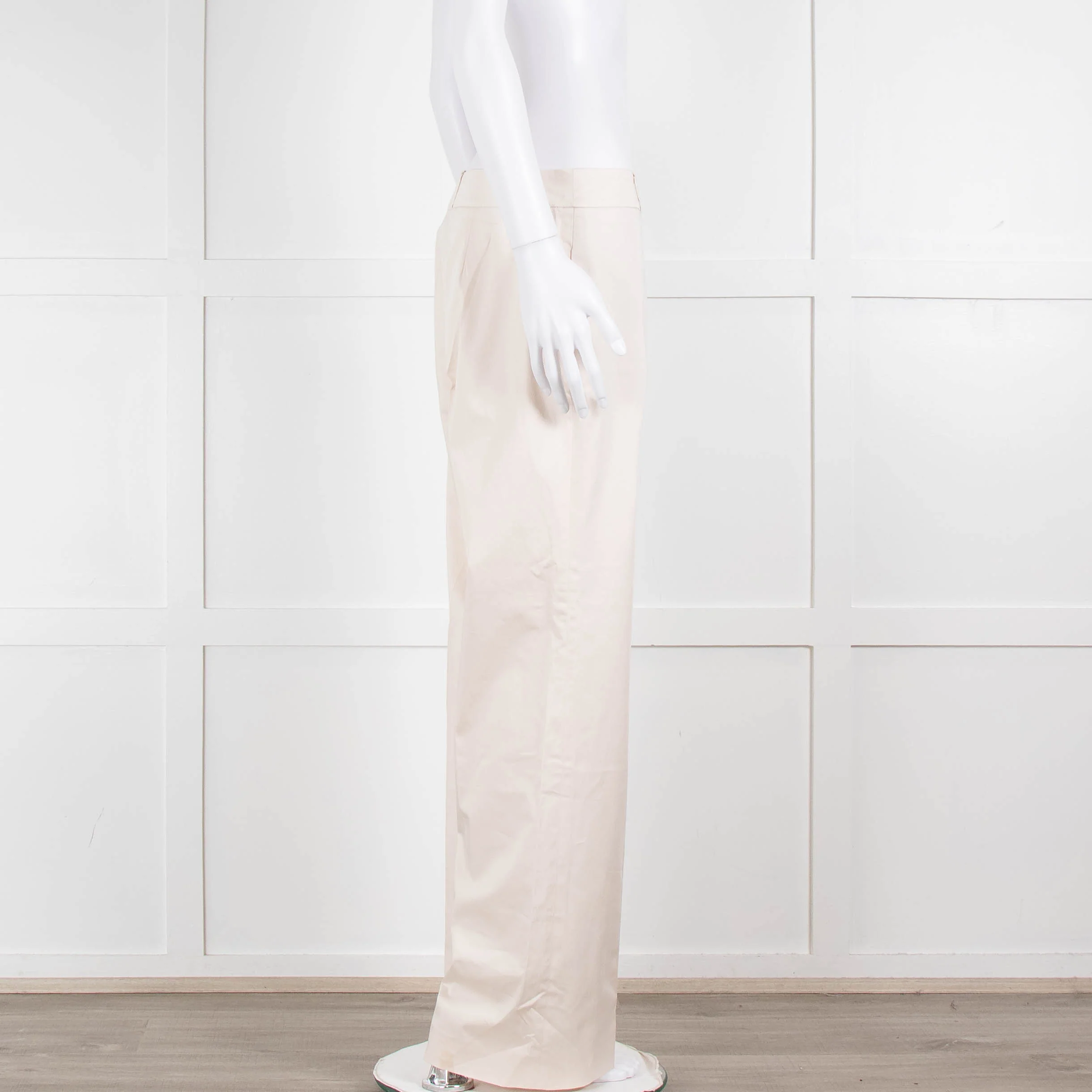 Carolina Herrera Cream Cotton Side Zip Trousers - Image 3