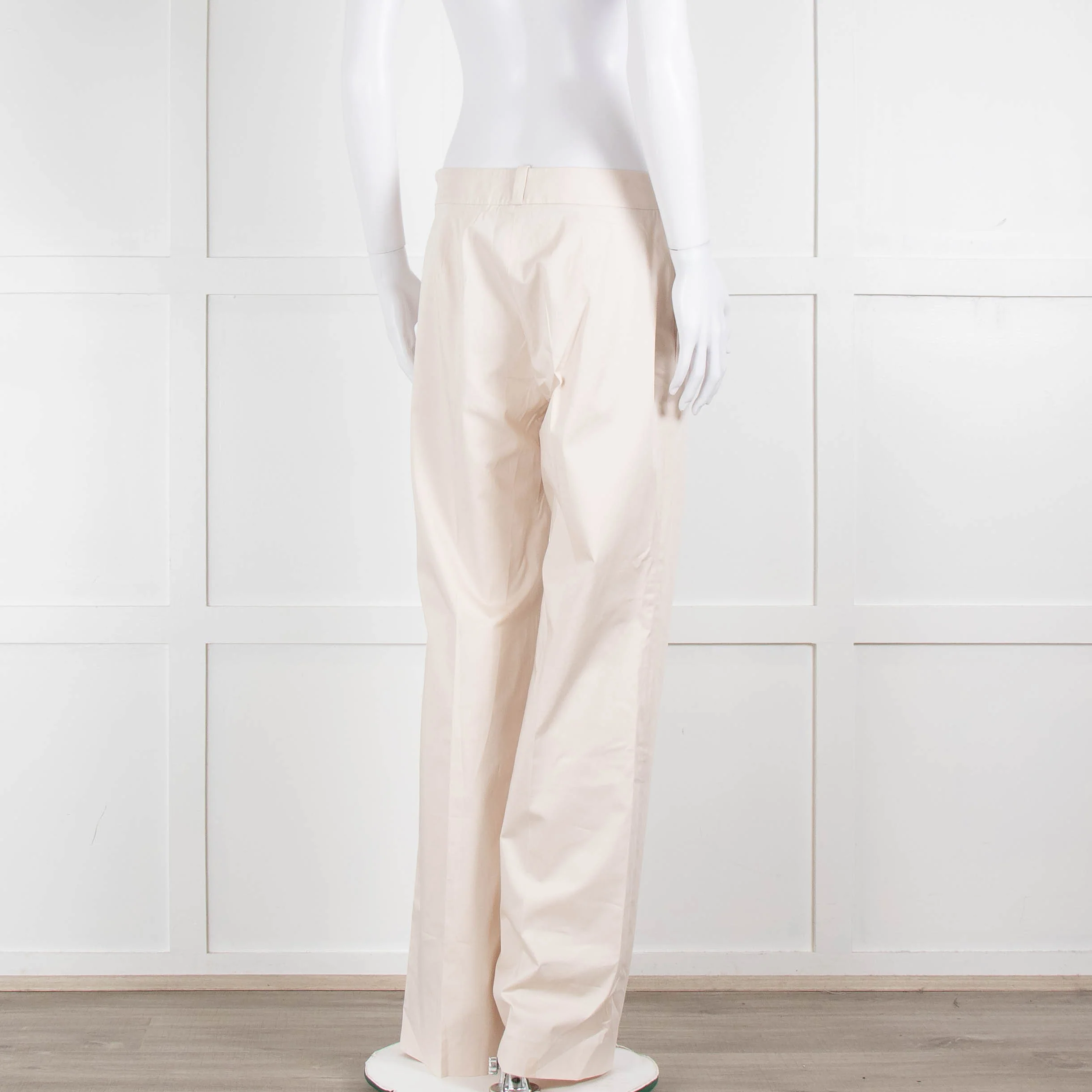 Carolina Herrera Cream Cotton Side Zip Trousers - Image 4