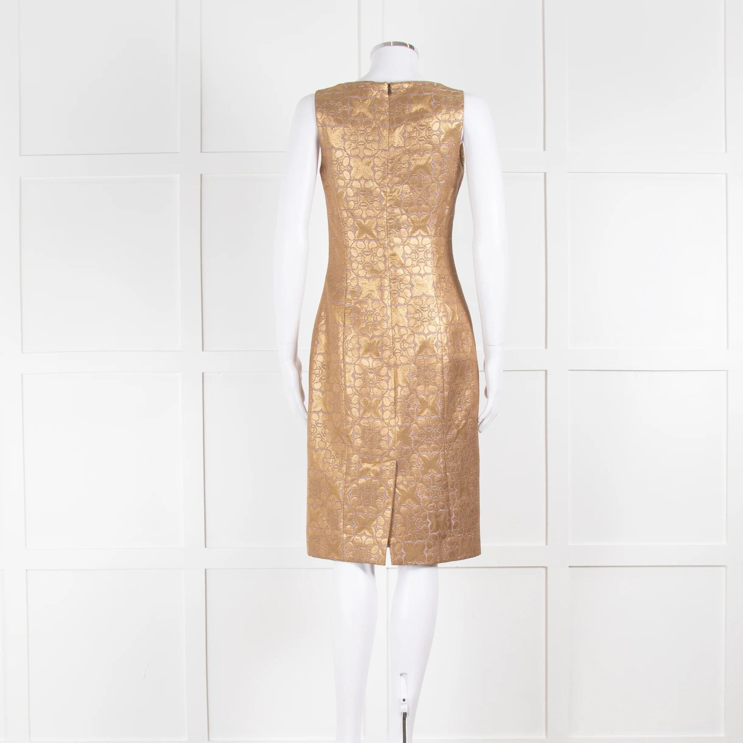 Carolina Herrera Gold Lilac Brocade Sleeveless Dress - Image 5