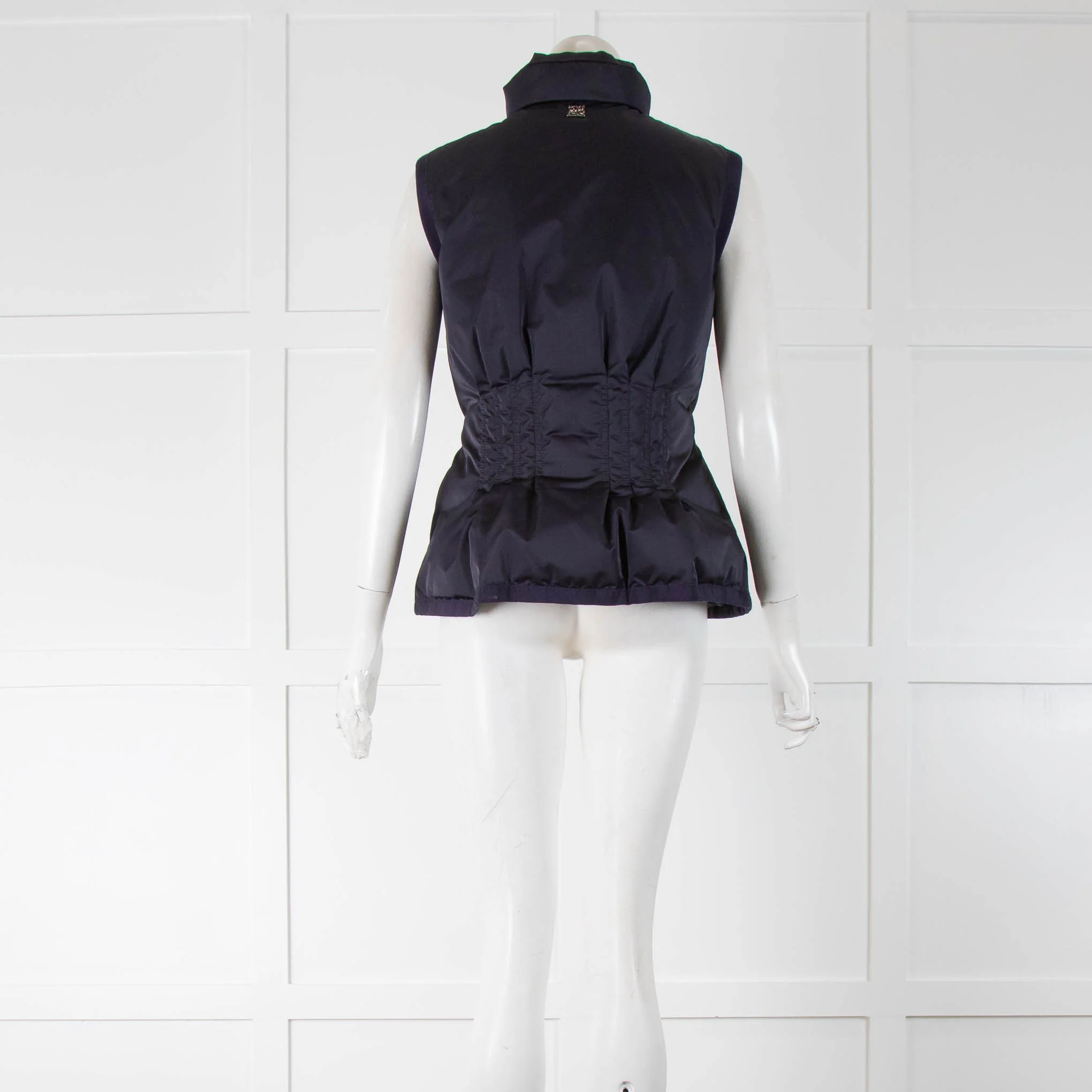 Carolina Herrera Navy Blue Fitted Puffa Gilet - Image 3
