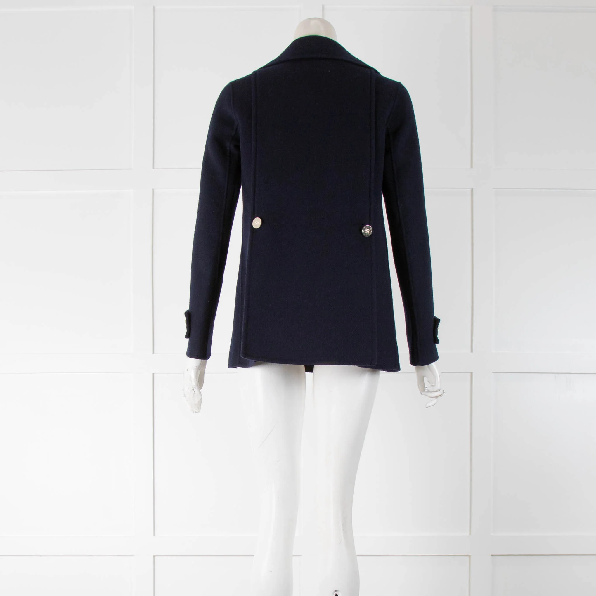 Carolina Herrera Navy Blue Peacoat With Gold Buttons - Image 3