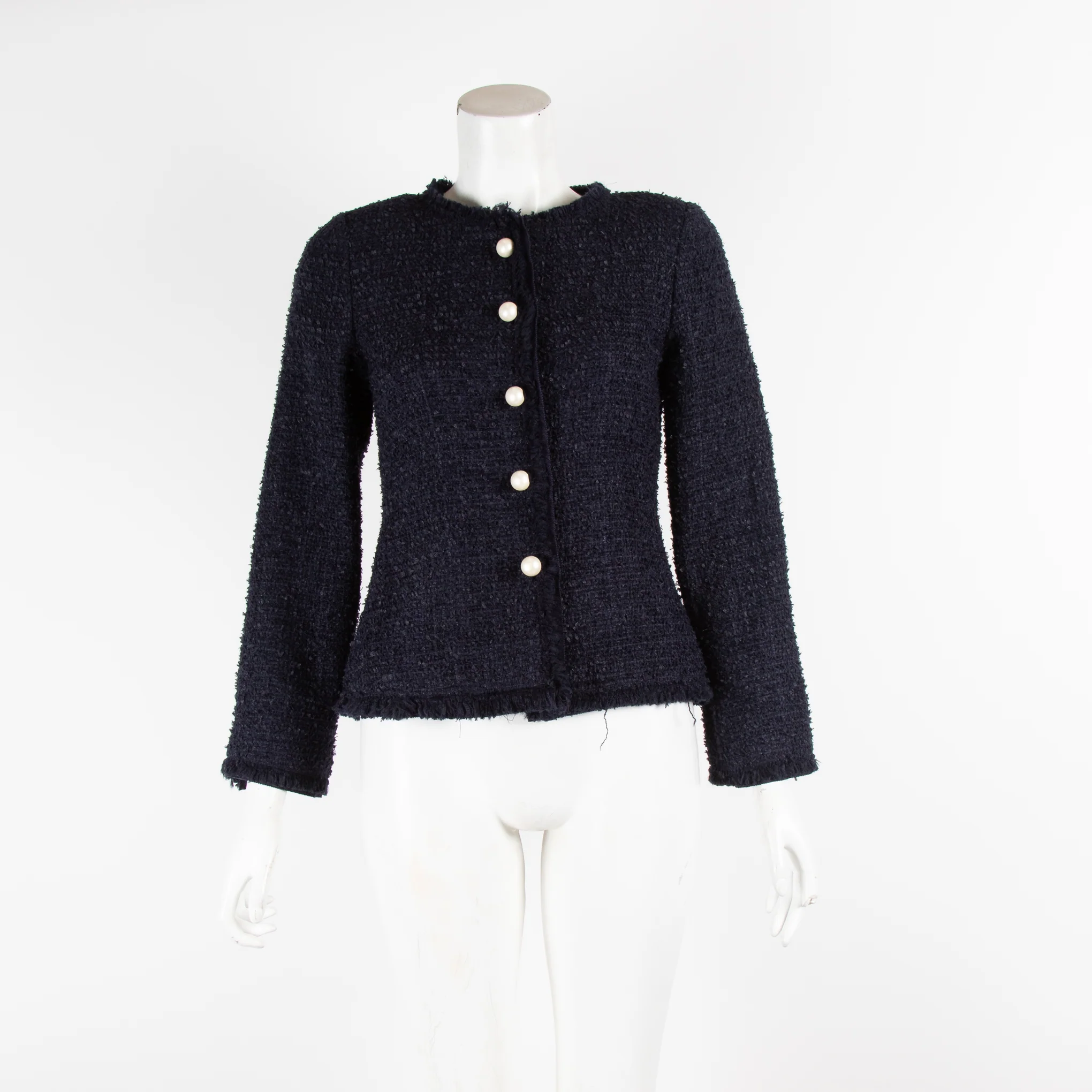 Carolina Herrera Navy Pearl Button Dress With Jacket - Image 4