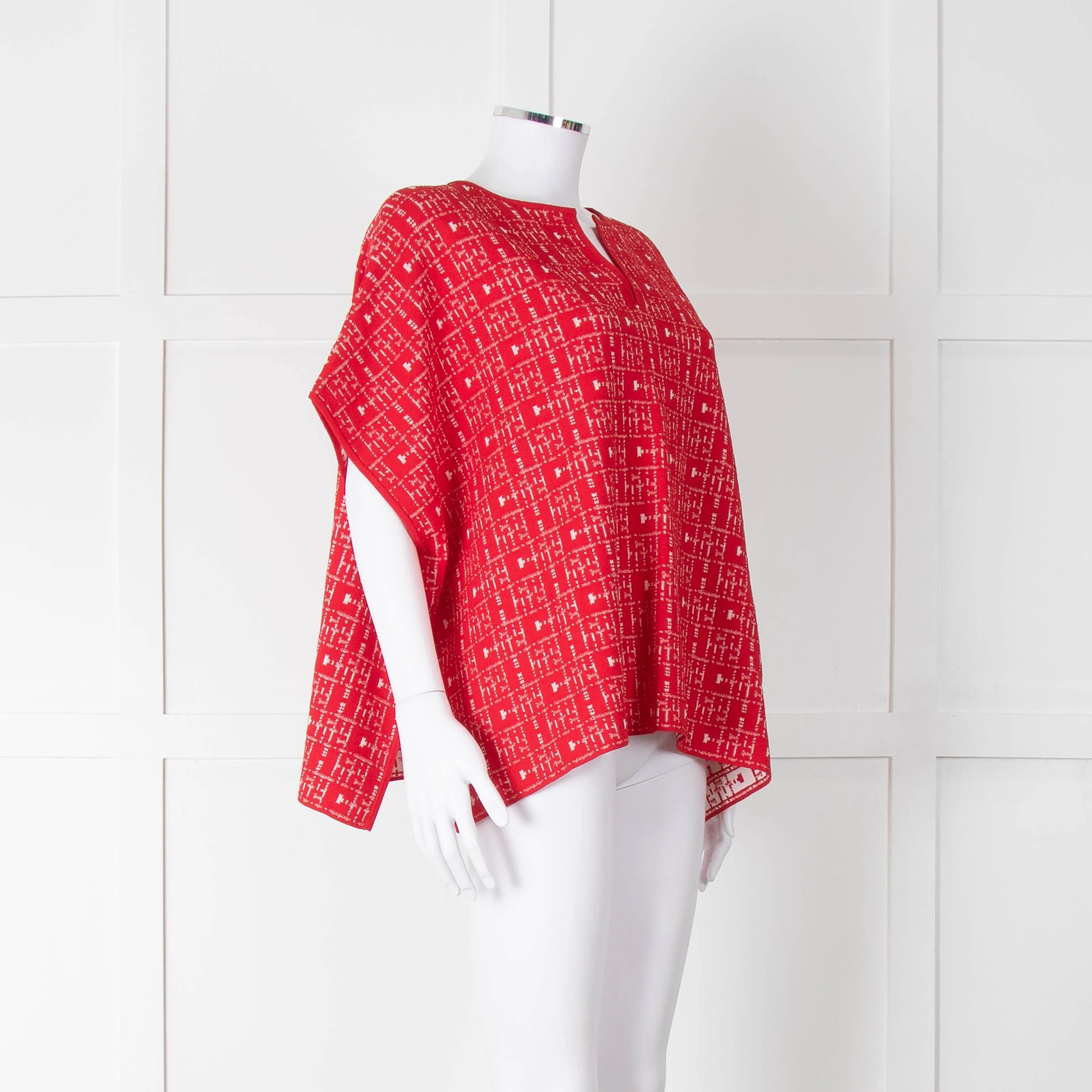 Carolina Herrera Red White Knit Oversized Sleeveless Top - Image 3
