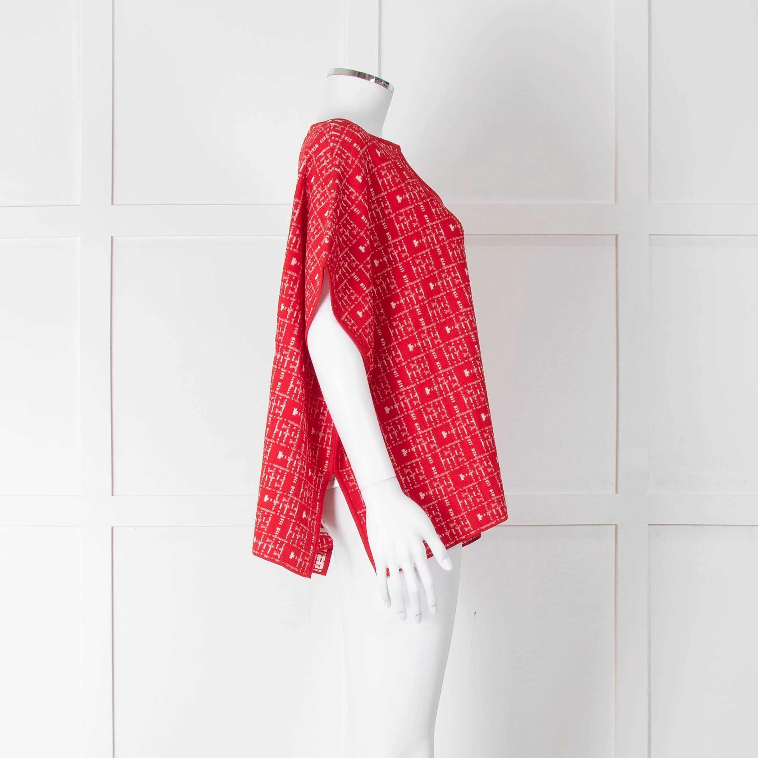 Carolina Herrera Red White Knit Oversized Sleeveless Top - Image 4