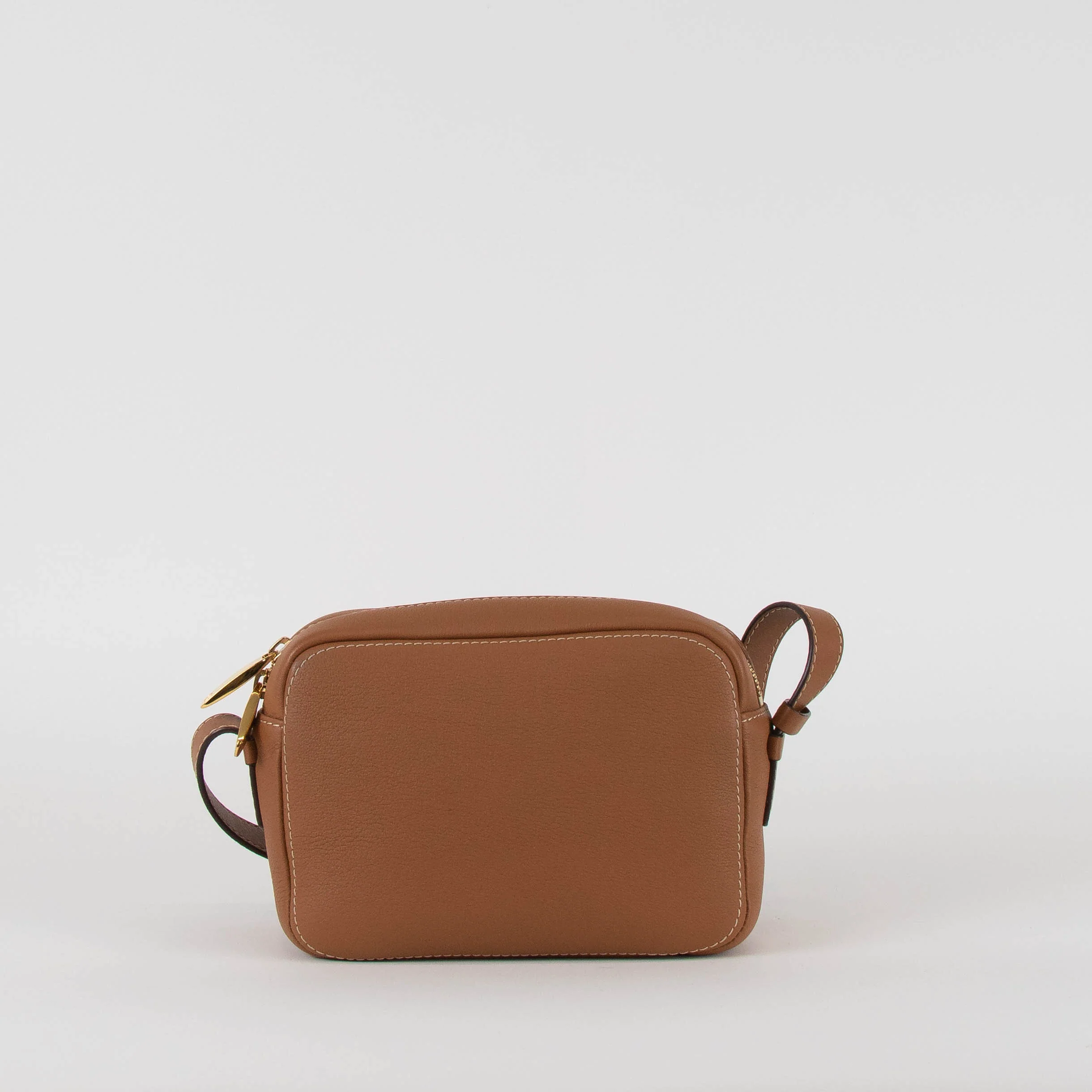 Carolina Herrera Tan Leather Cross Body Bag with Canvas Trim - Image 4