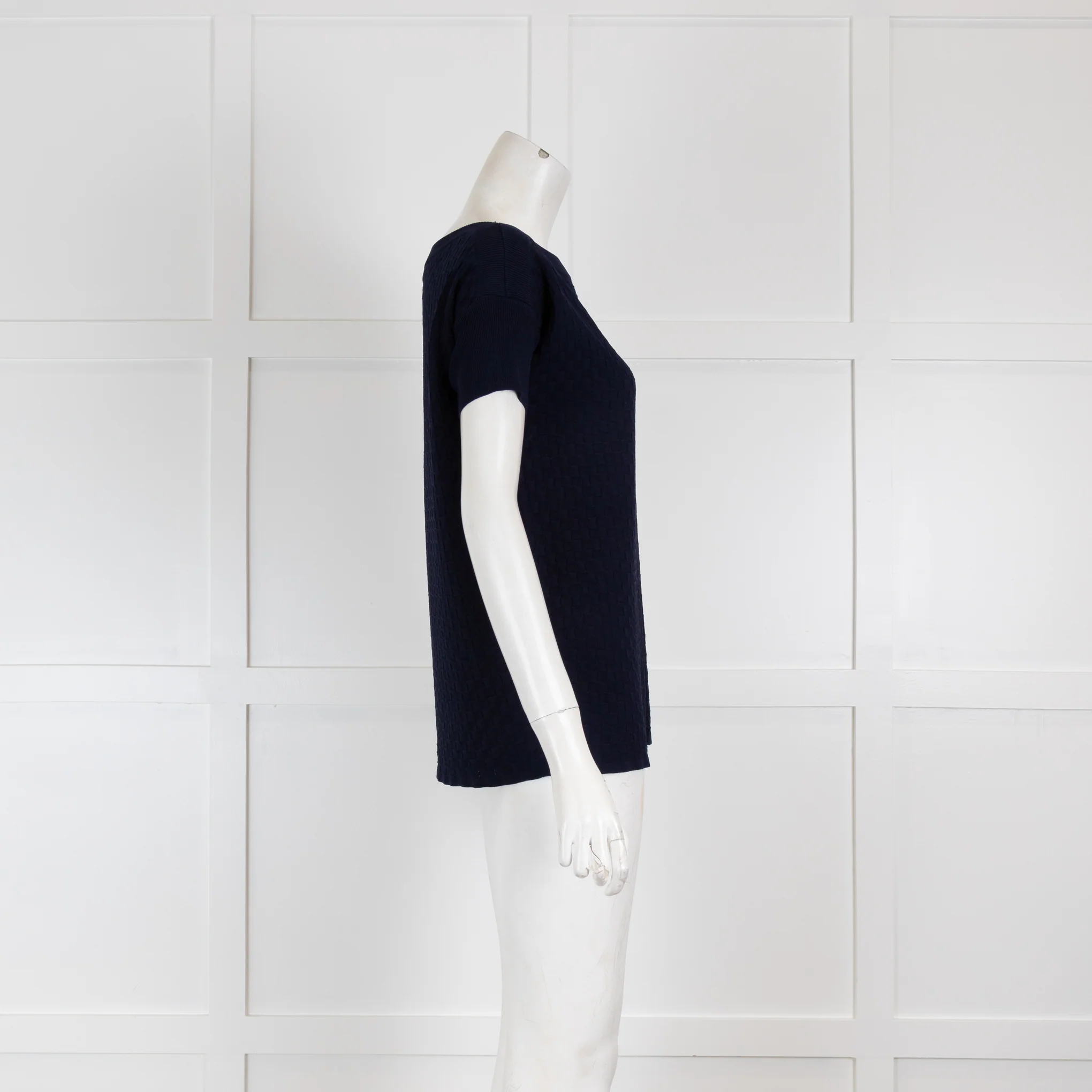 Caroline Herrera Navy Woven Knit Jumper - Image 2