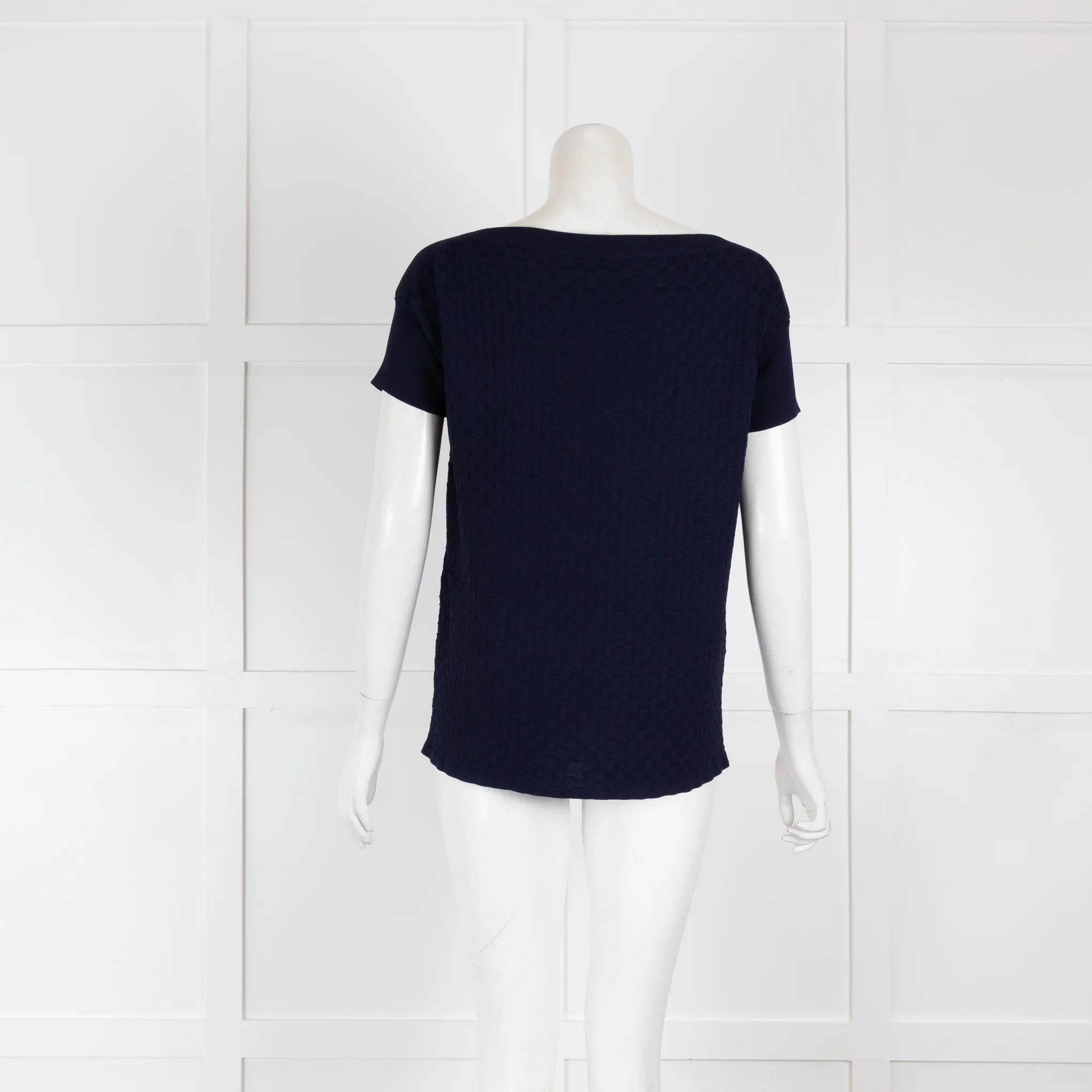Caroline Herrera Navy Woven Knit Jumper - Image 3