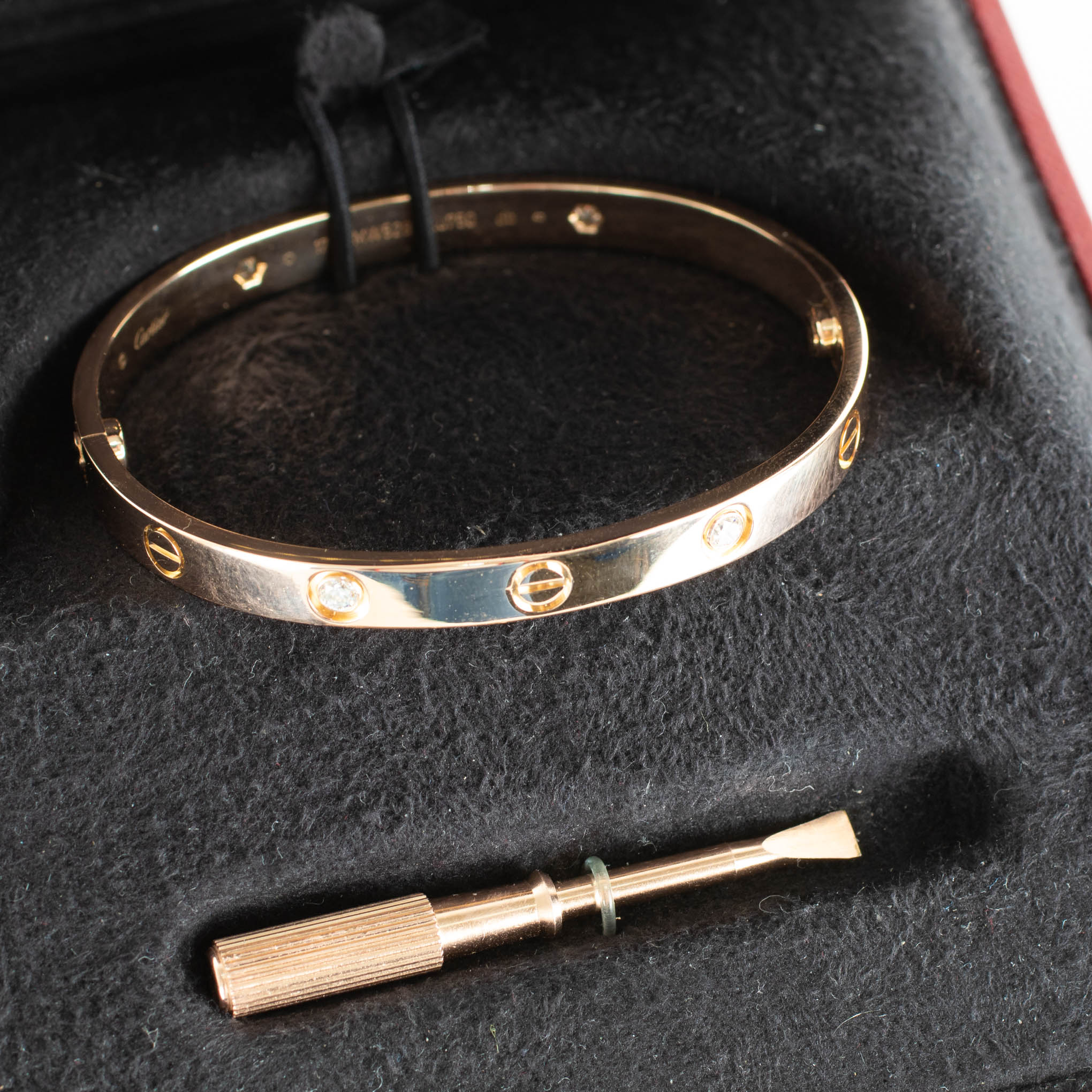 Cartier 18k Rose Gold 4 Diamond Love Bangle - Image 2