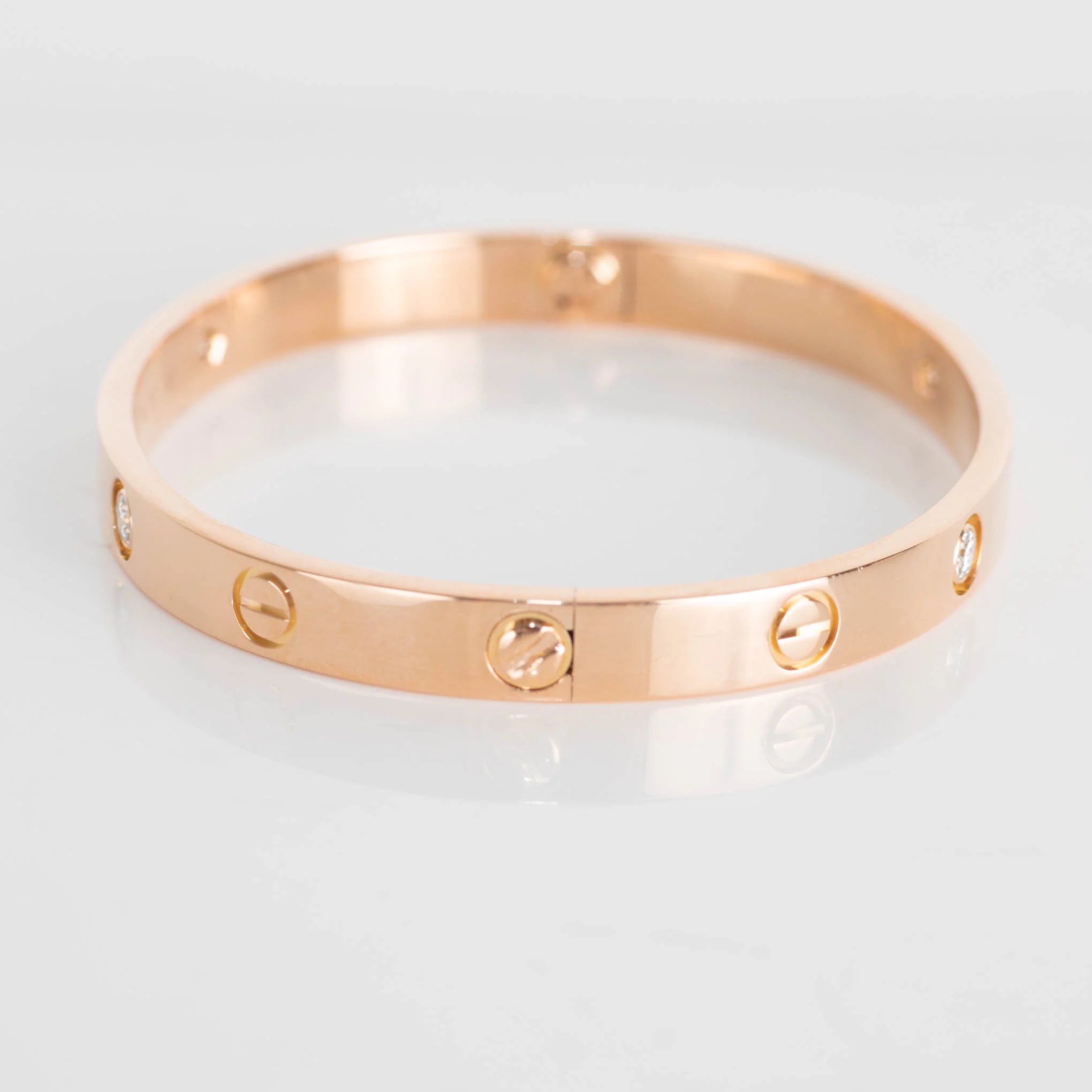 Cartier 18k Rose Gold 4 Diamond Love Bangle - Image 4