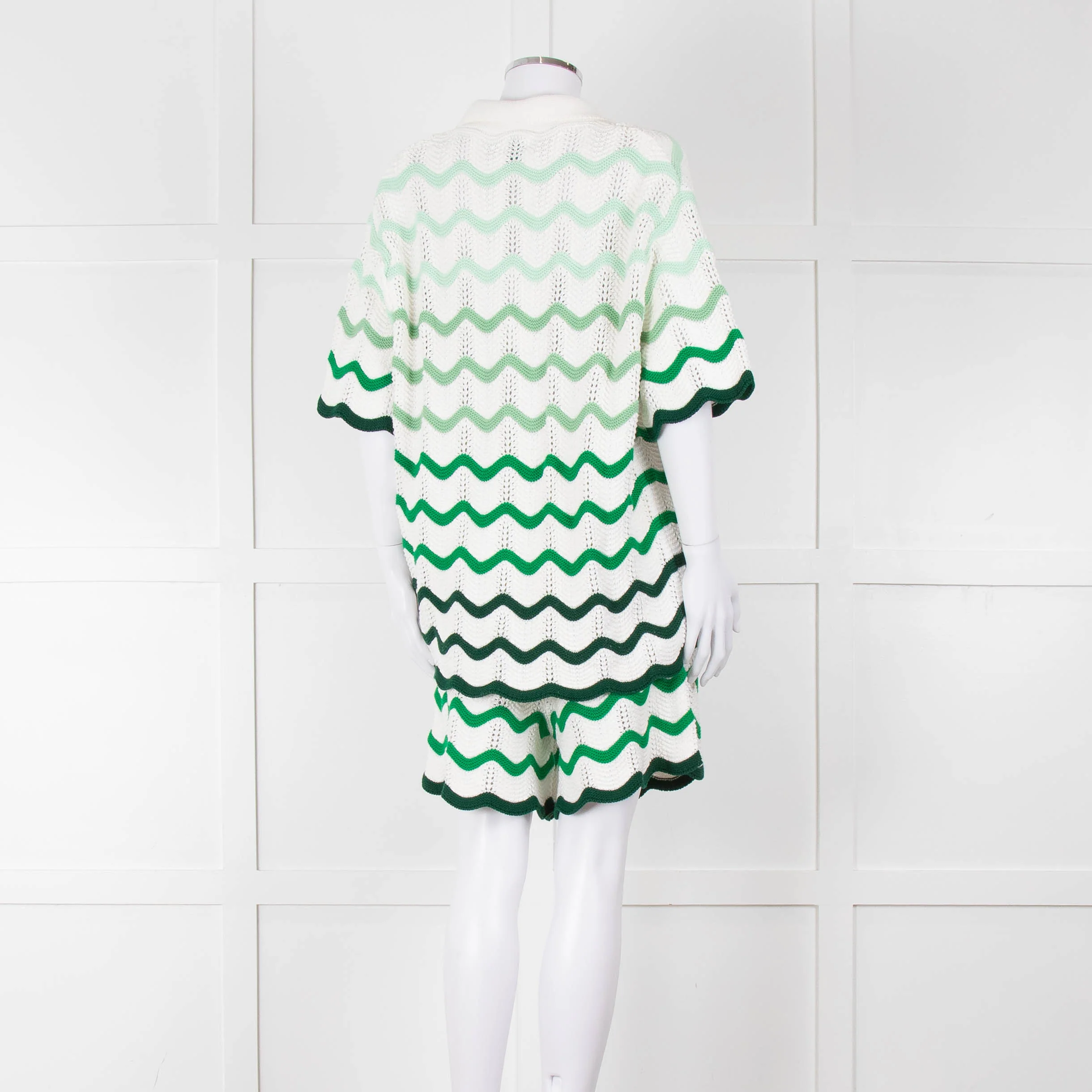 Casablanca Green & White Gradient Wave Textured Shirt - Image 11
