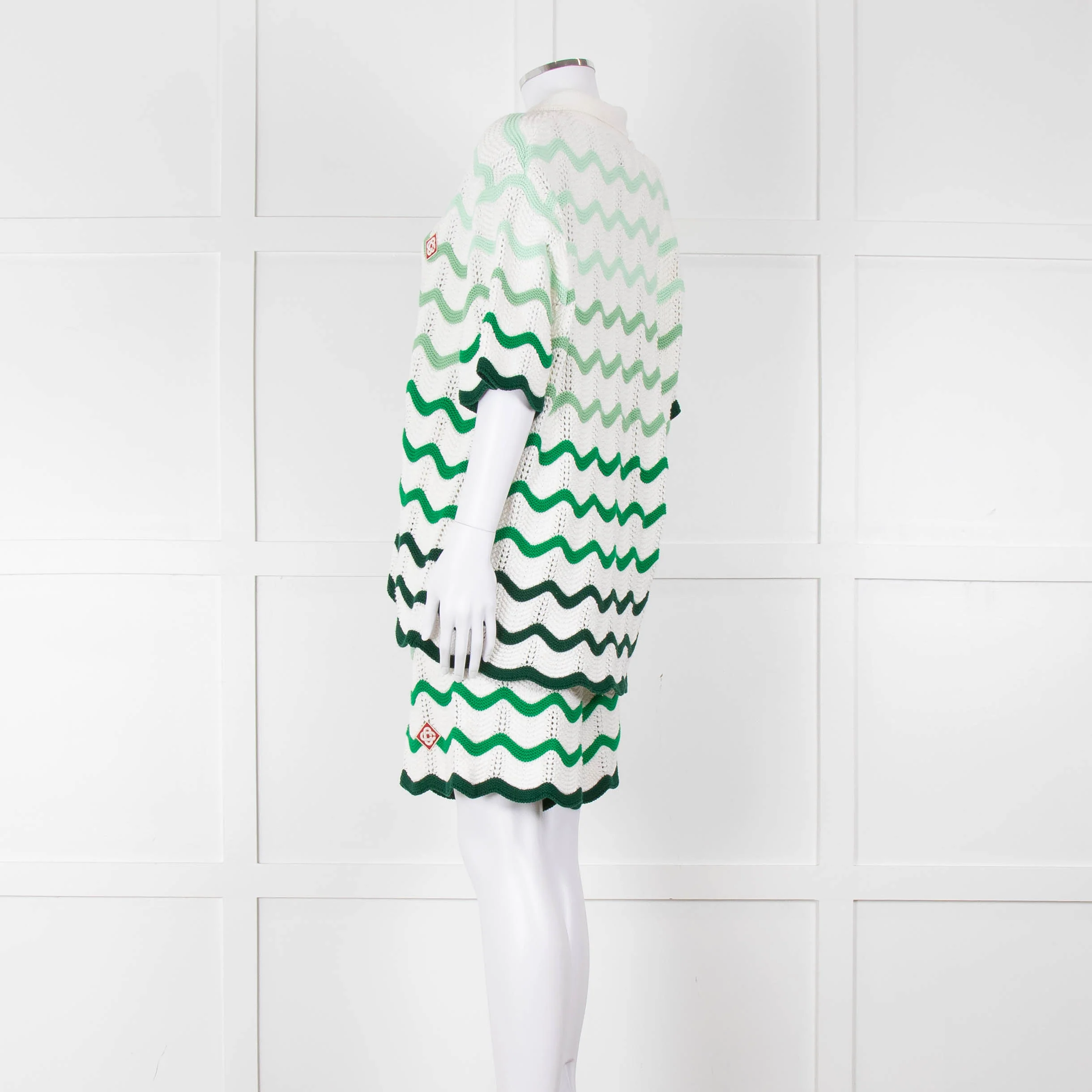 Casablanca Green & White Gradient Wave Textured Shirt - Image 13