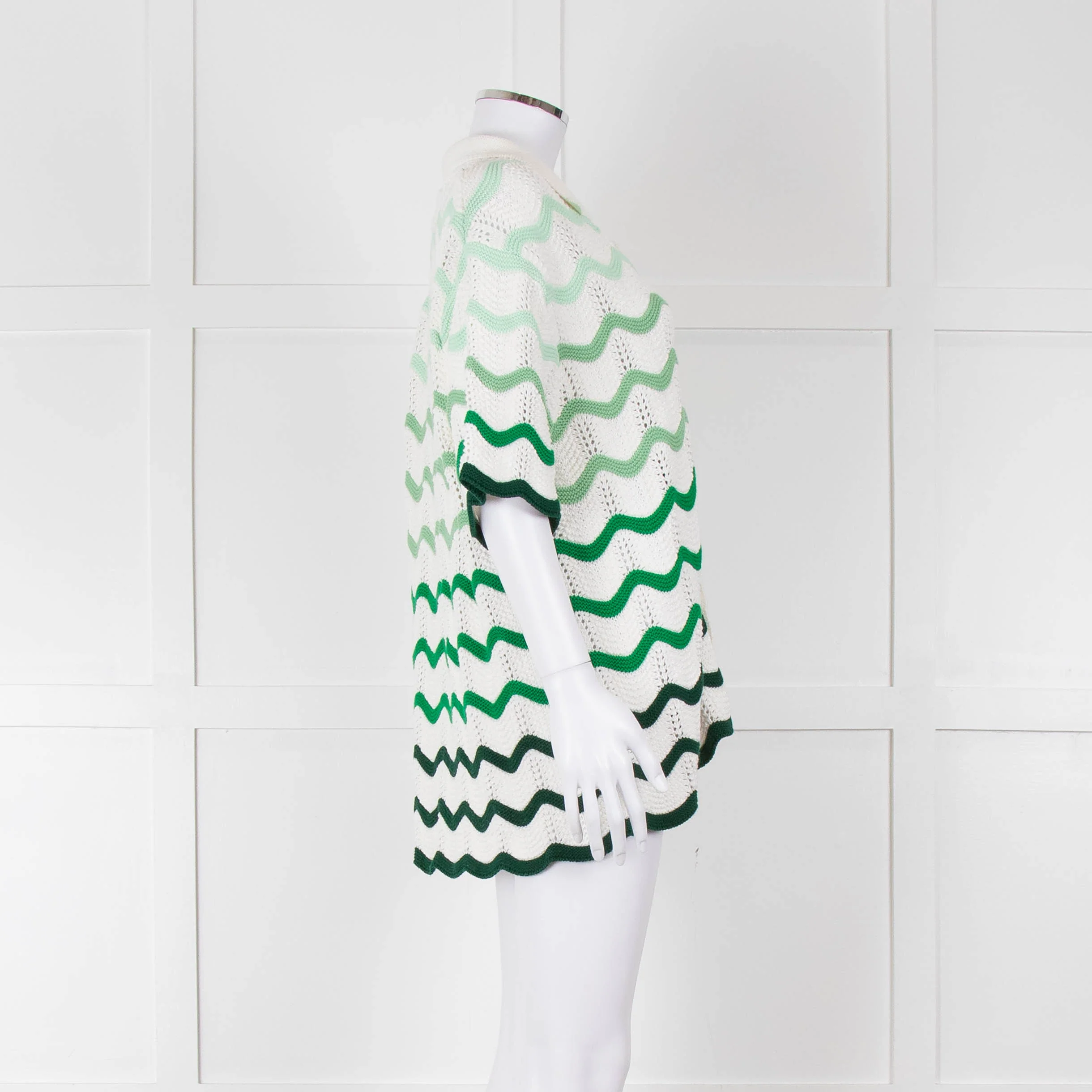 Casablanca Green & White Gradient Wave Textured Shirt - Image 4