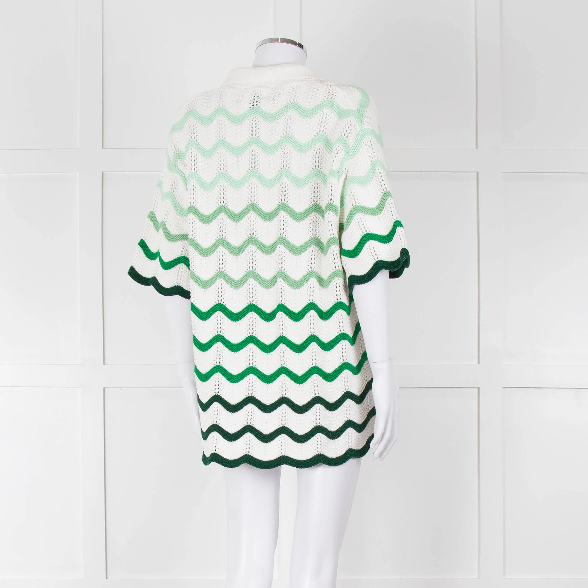 Casablanca Green & White Gradient Wave Textured Shirt - Image 5