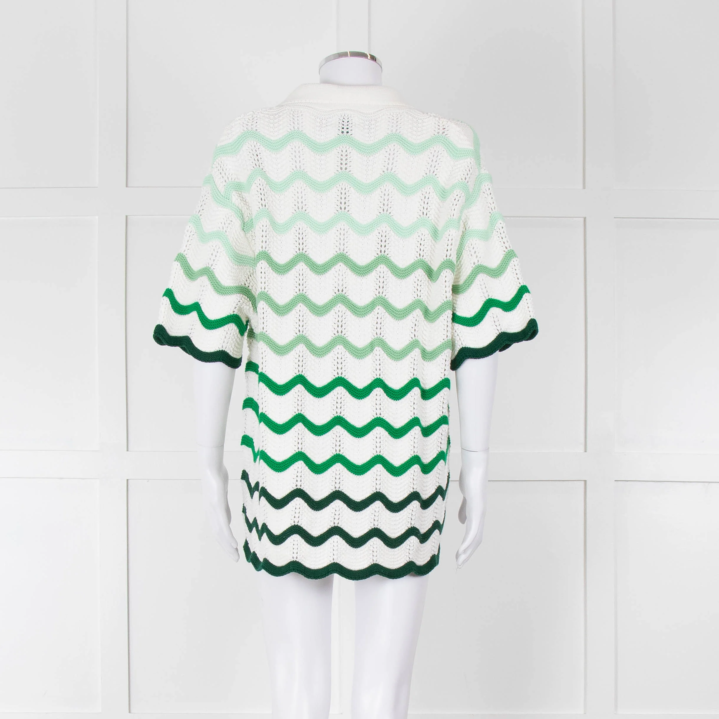 Casablanca Green & White Gradient Wave Textured Shirt - Image 6