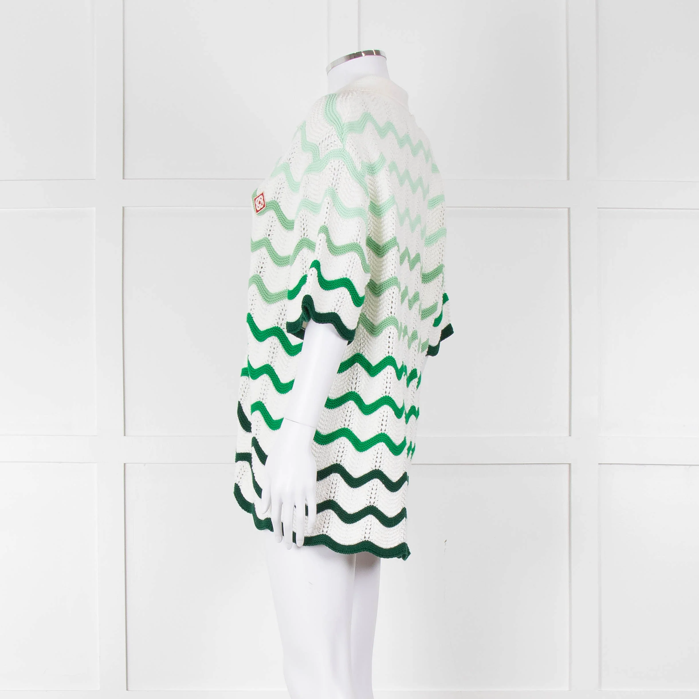 Casablanca Green & White Gradient Wave Textured Shirt - Image 7