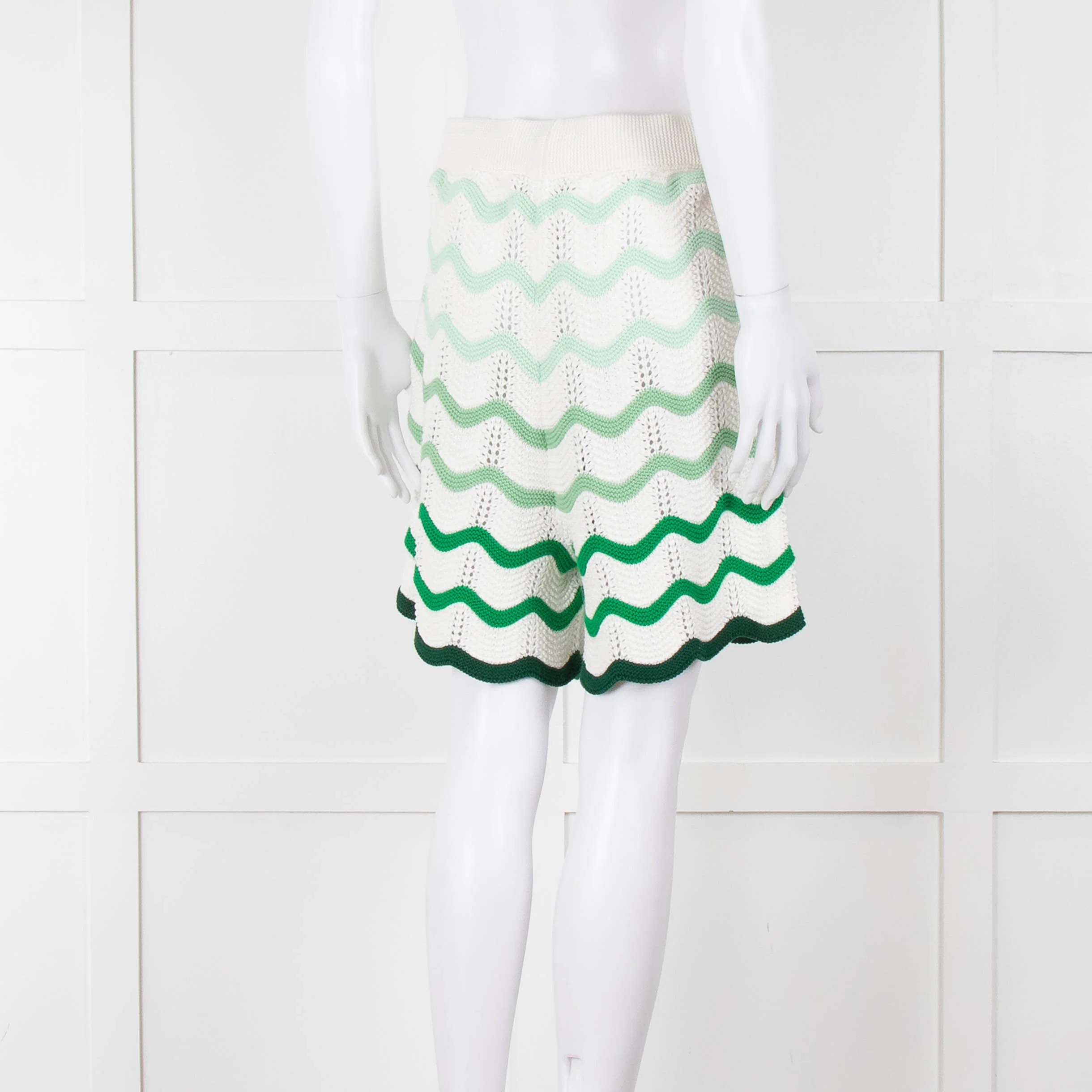 Casablanca  Green & White Gradient  Wave Textured Shorts - Image 5