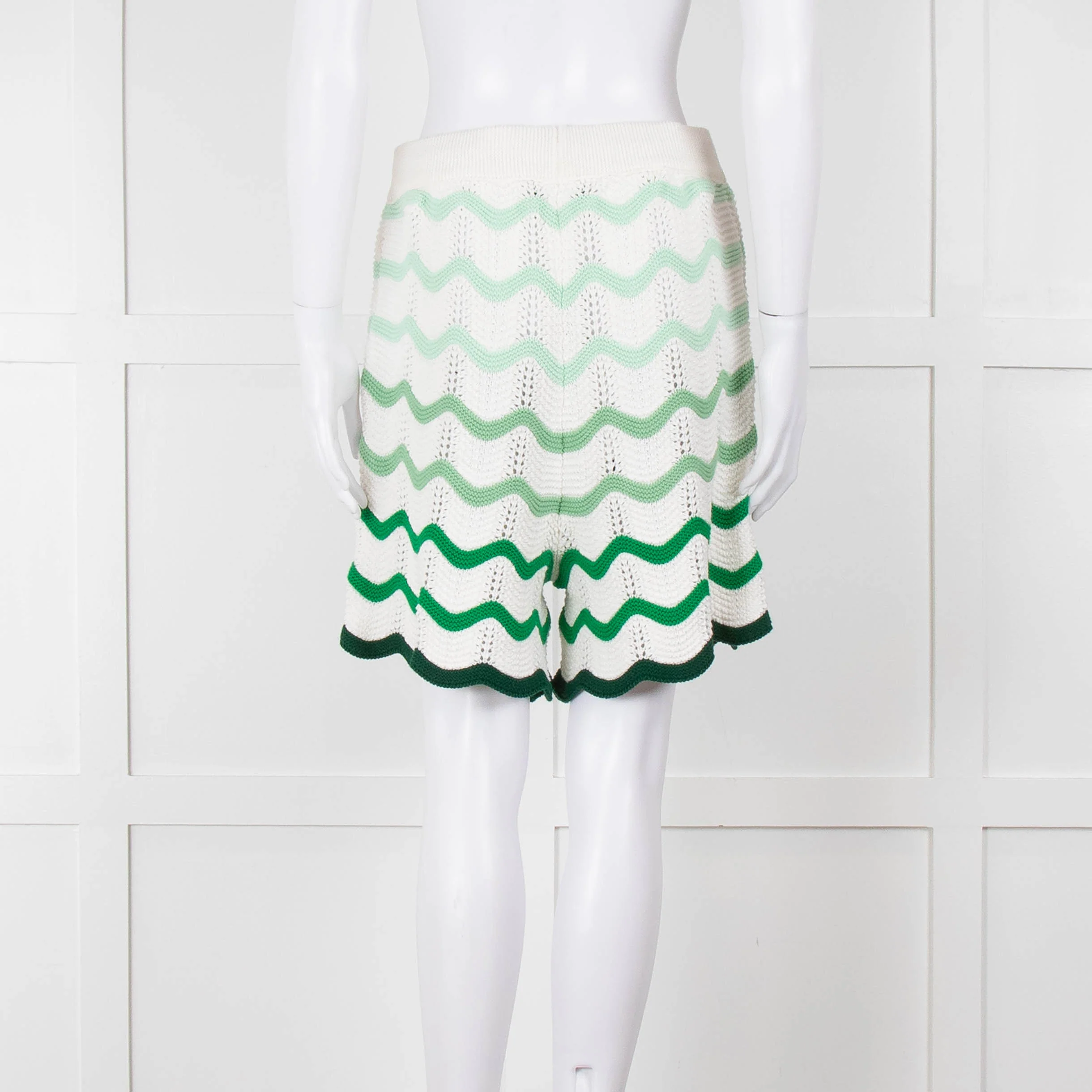 Casablanca  Green & White Gradient  Wave Textured Shorts - Image 6
