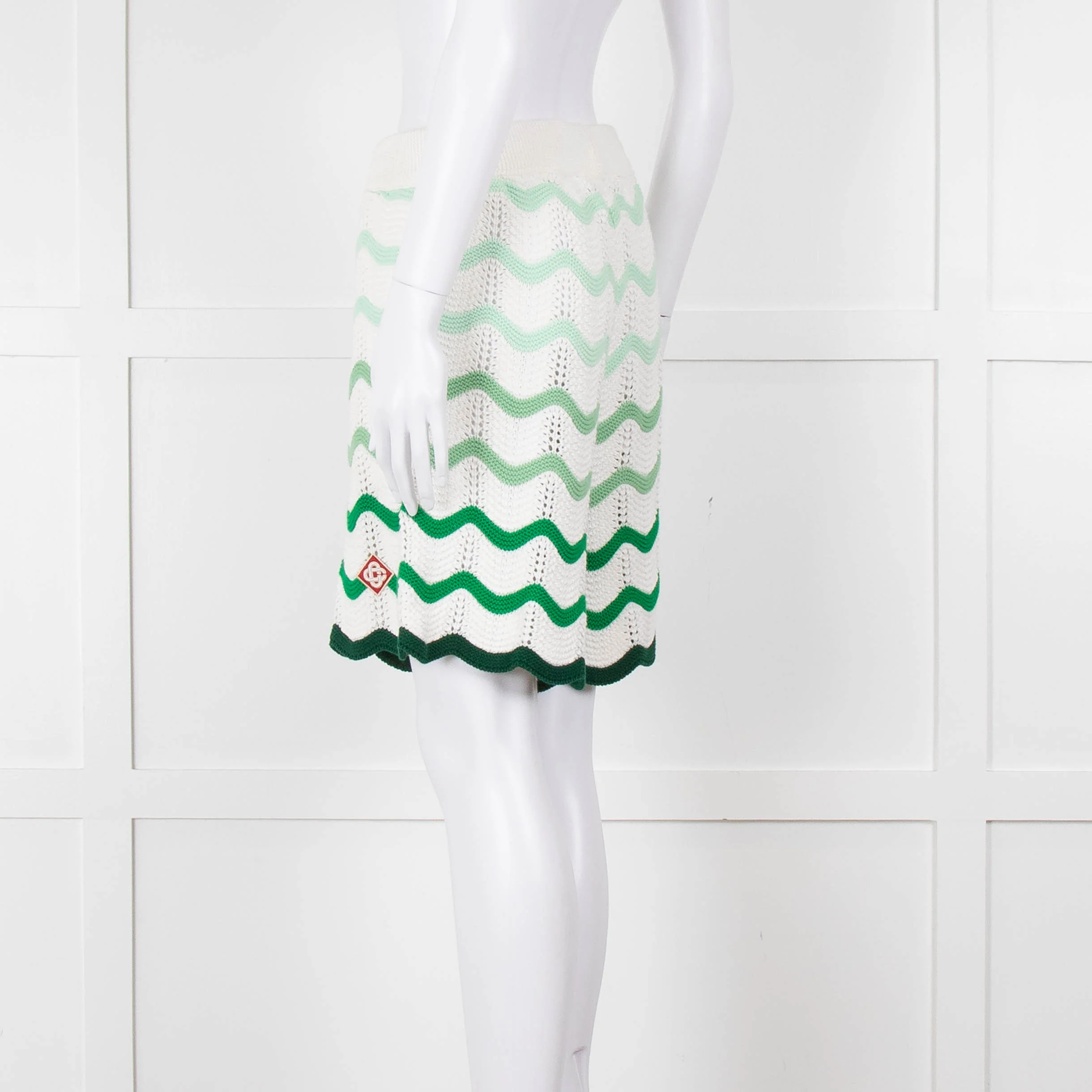 Casablanca  Green & White Gradient  Wave Textured Shorts - Image 7