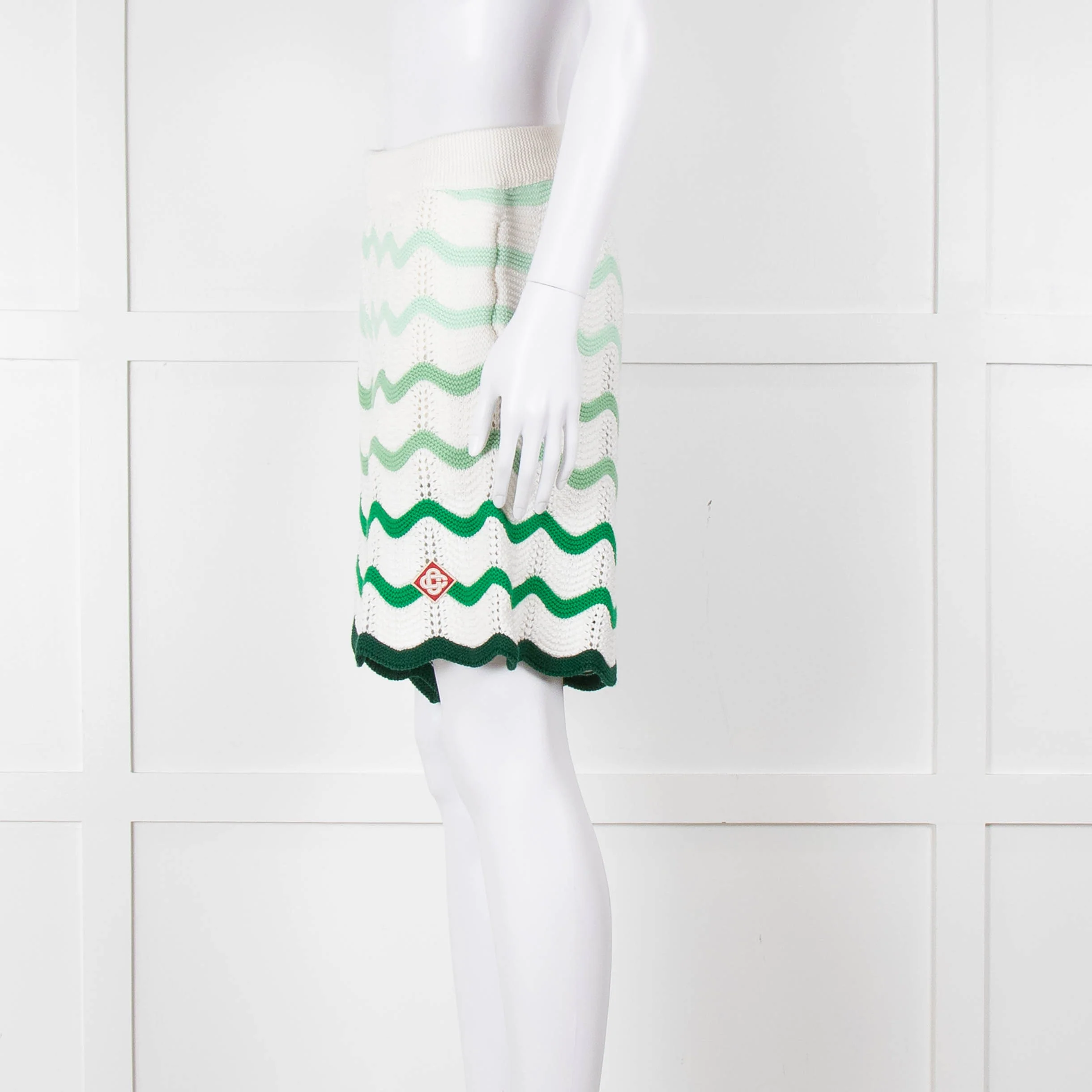Casablanca  Green & White Gradient  Wave Textured Shorts - Image 8