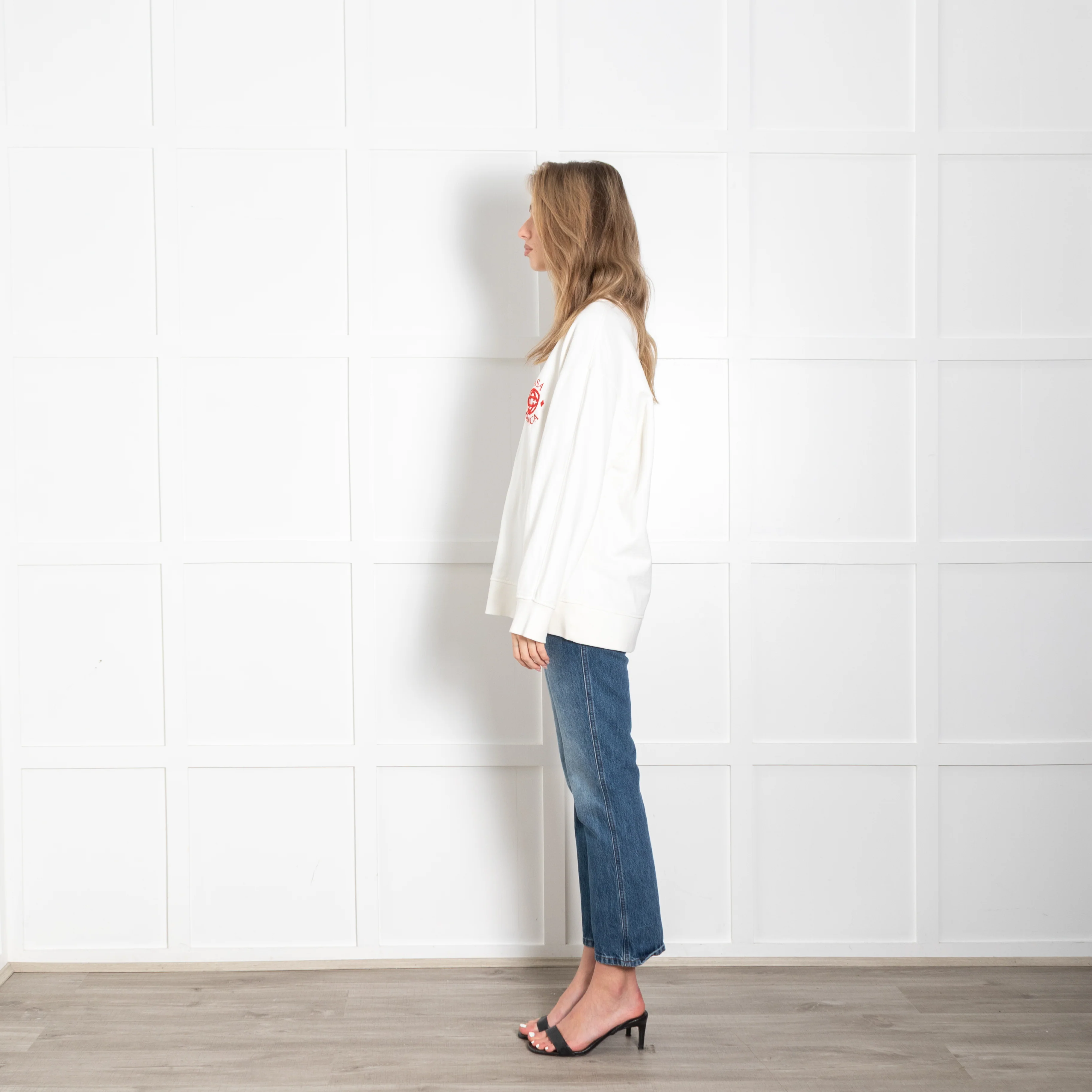 Casablanca White Boxy Sweatshirt with Red Embroidered Logo - Image 4