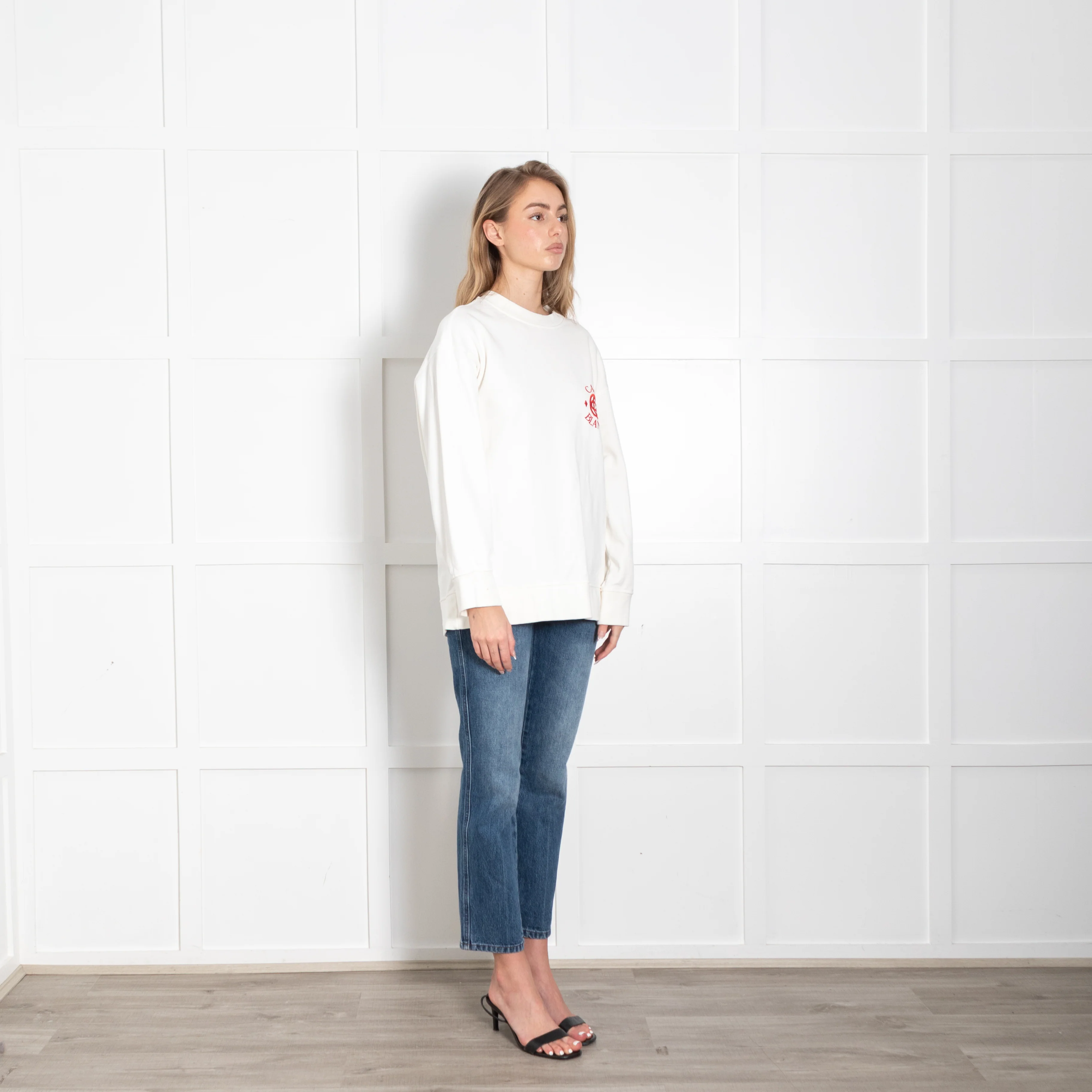 Casablanca White Boxy Sweatshirt with Red Embroidered Logo - Image 7