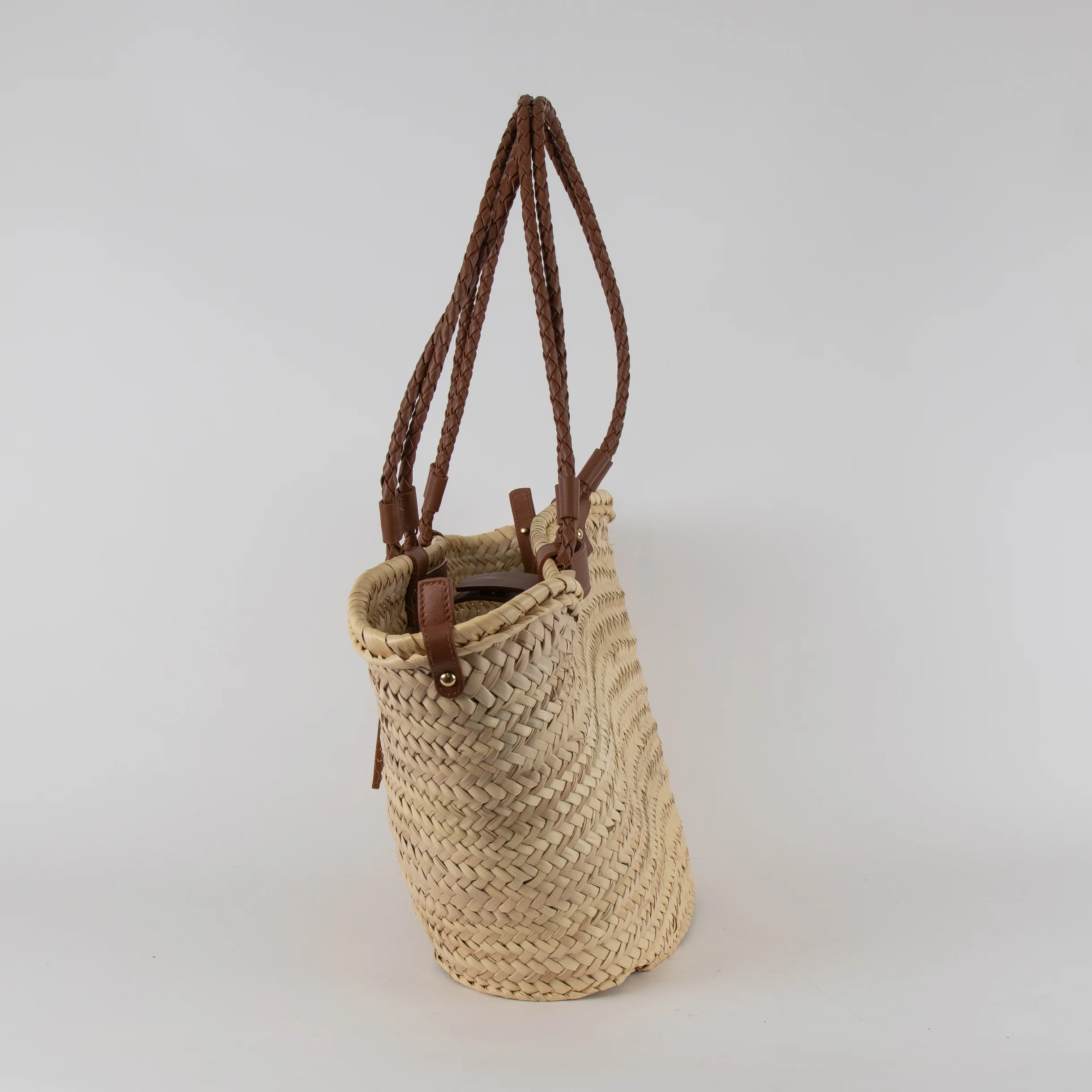 Castaner Raffia Bag with Logo Patch and Braided Handles - Image 4