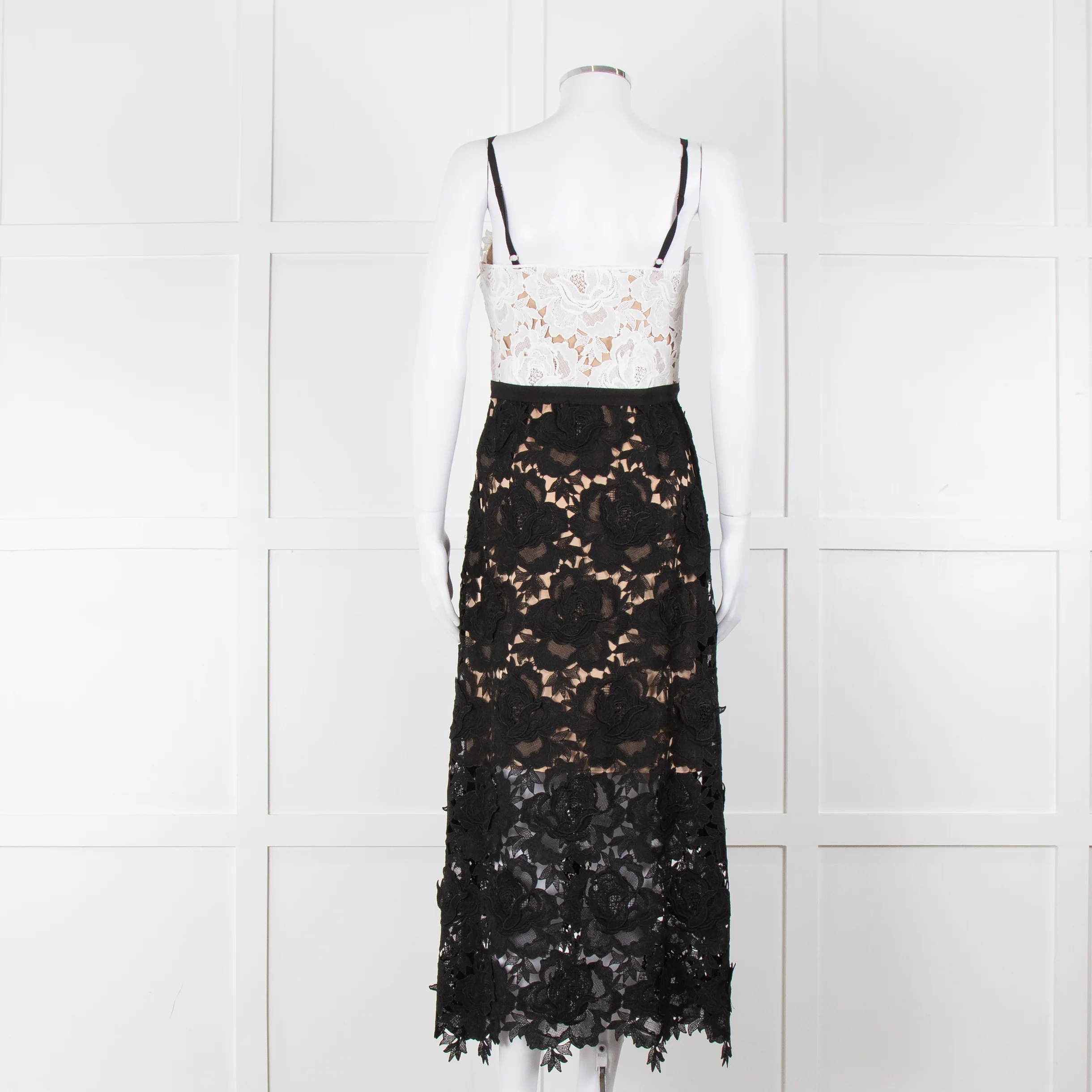 Catherine Deane Black White Lace Sleeveless Midi Dress - Image 5