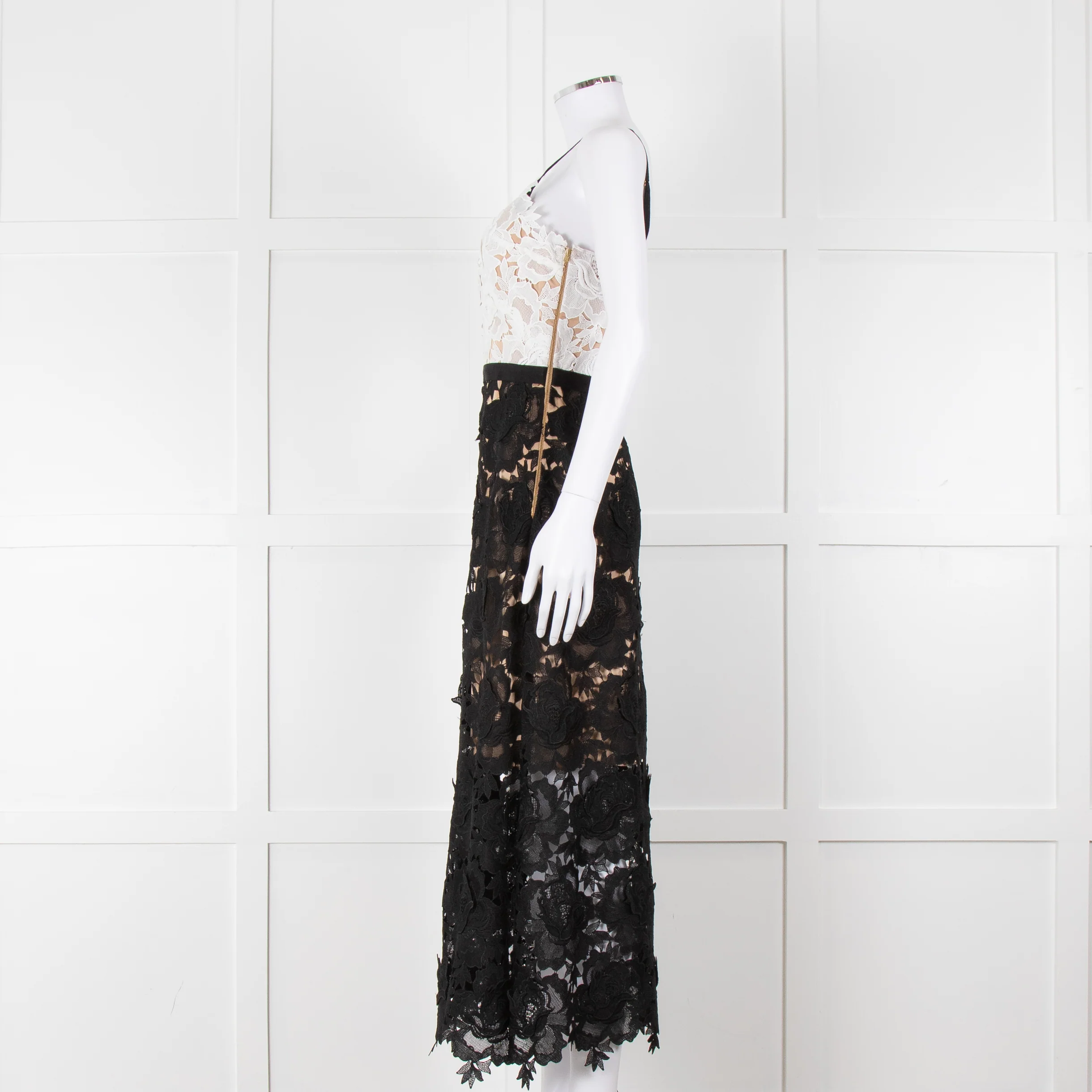 Catherine Deane Black White Lace Sleeveless Midi Dress - Image 7