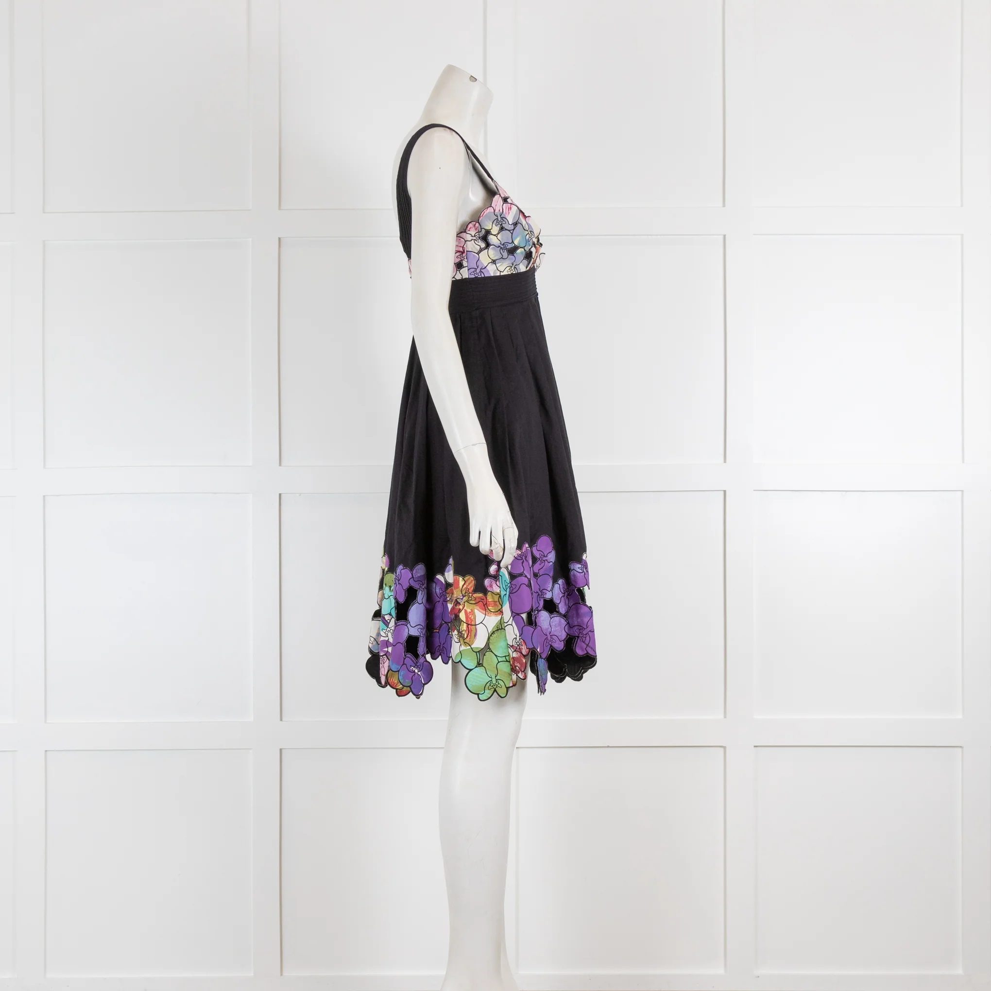 Catherine Malandrino Black Sundress with Floral Applique - Image 3