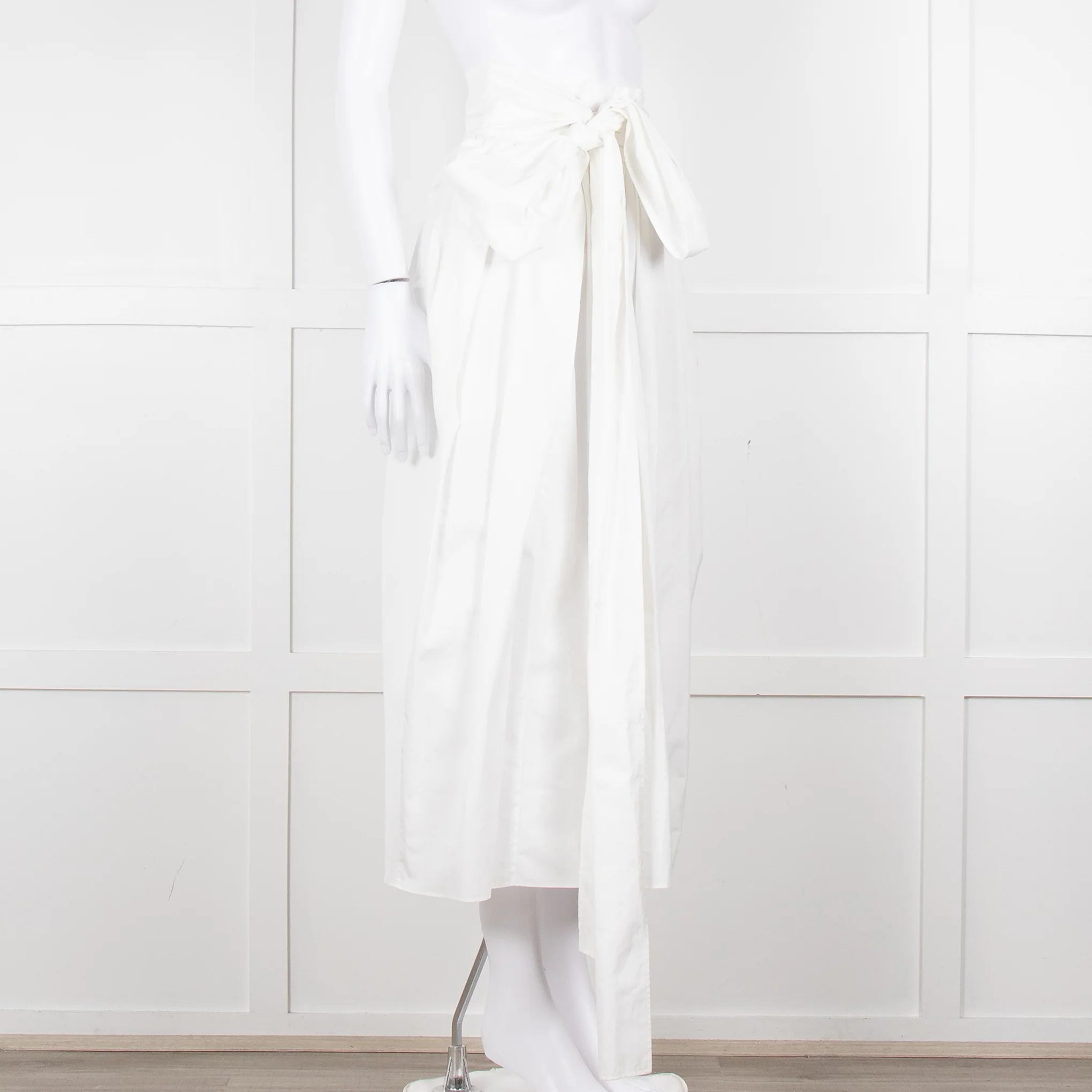 Cecilie Bahnsen White Cotton Belted Full Skirt - Image 2