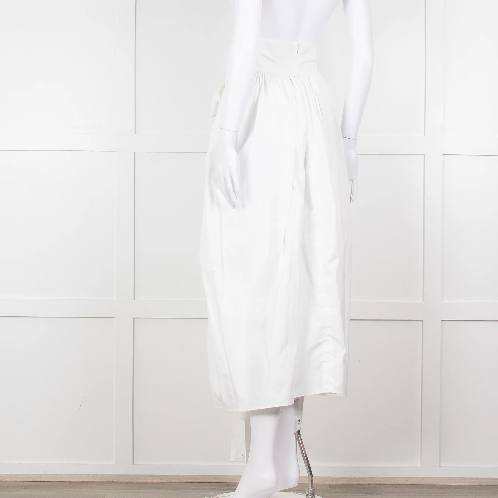 Cecilie Bahnsen White Cotton Belted Full Skirt - Image 6