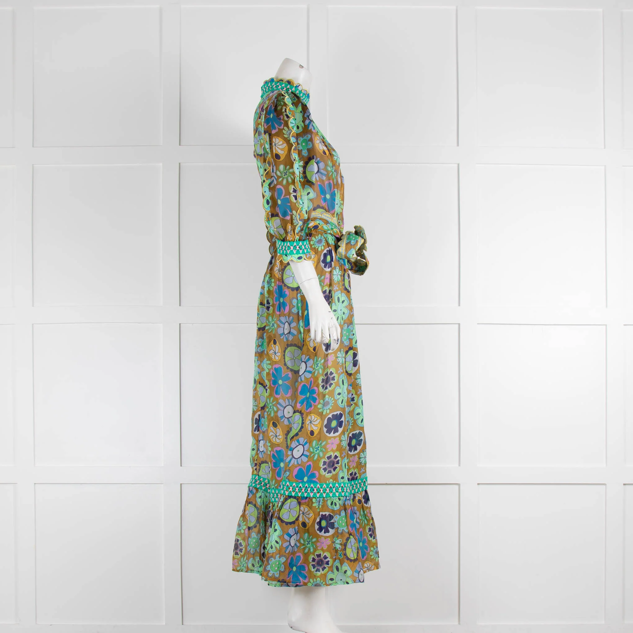Ceclia B Multi Coloured Floral Belted Maxi Dress - Image 2