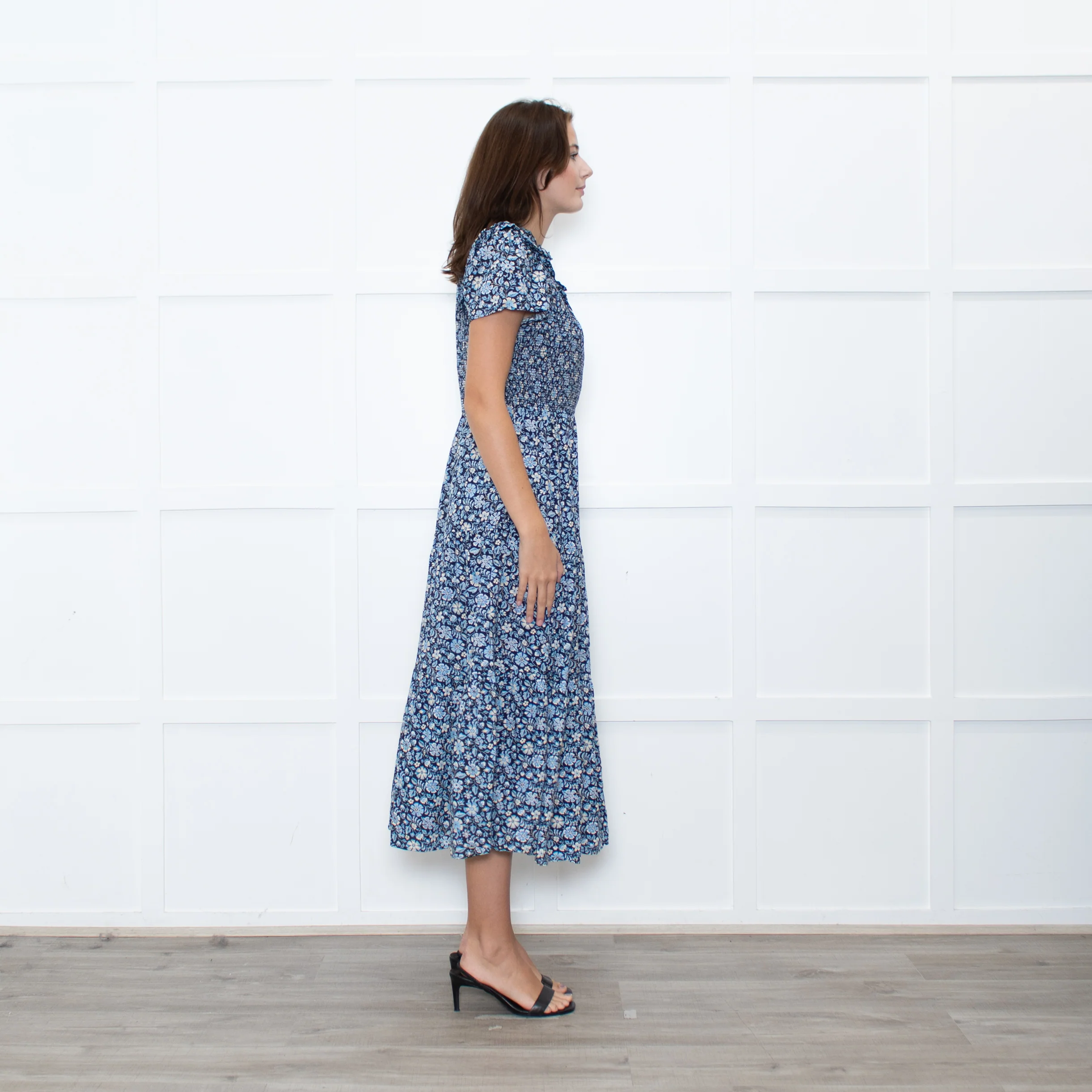 Cefinn Black Blue Floral Tiered Dress - Image 6