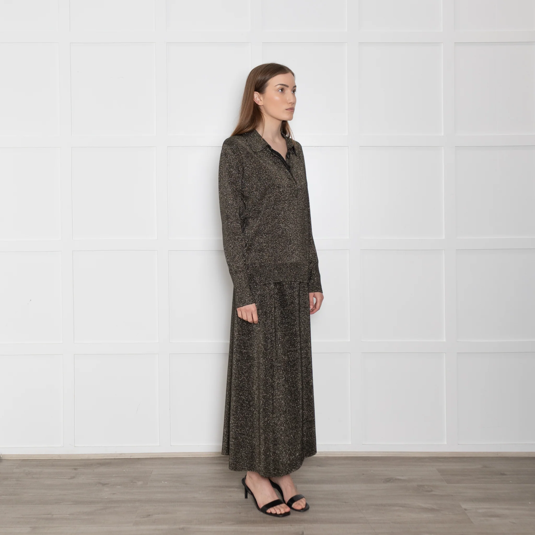 Cefinn Black & Gold Wool/Lurex Top With Collar - Image 7